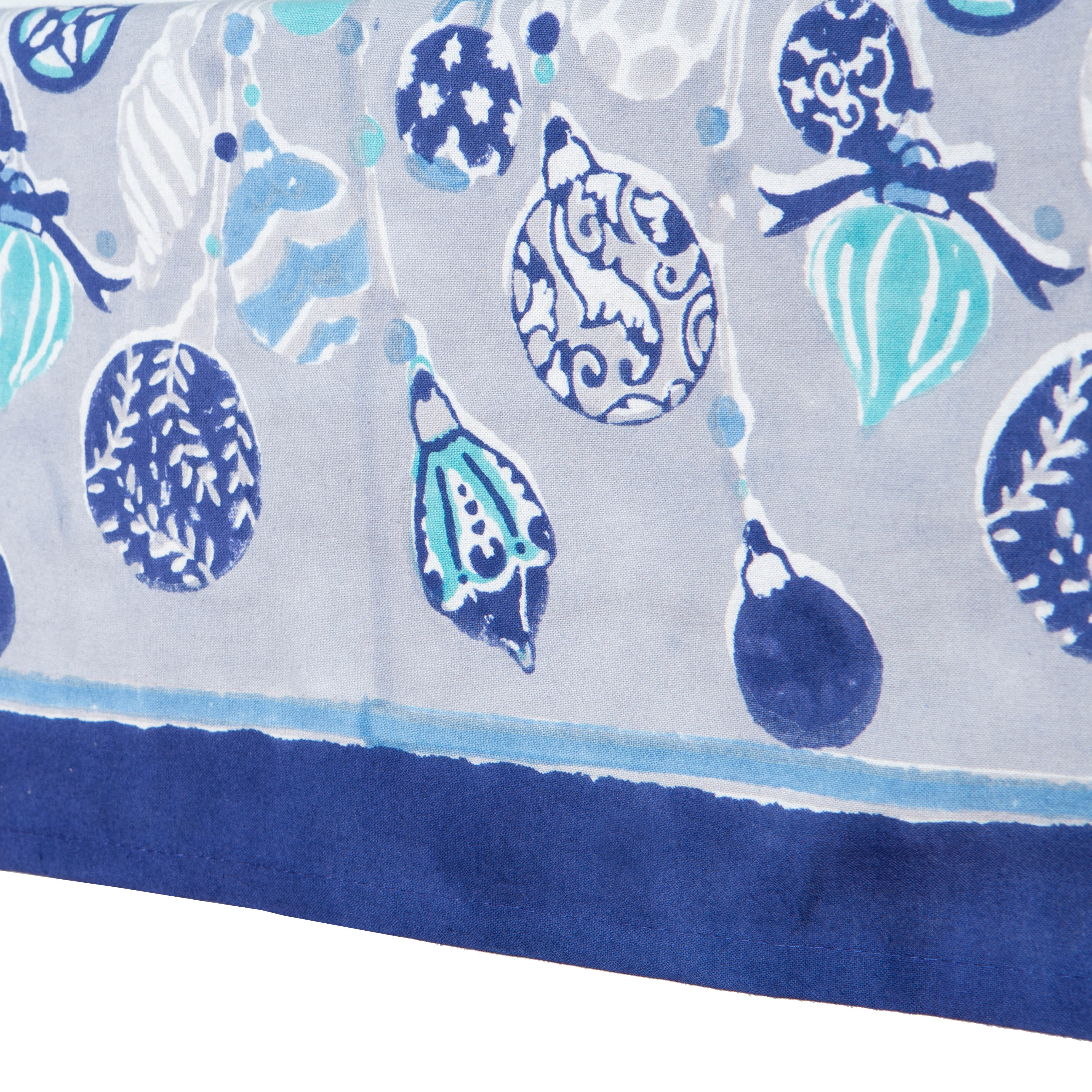French Tablecloth Ornaments Blue