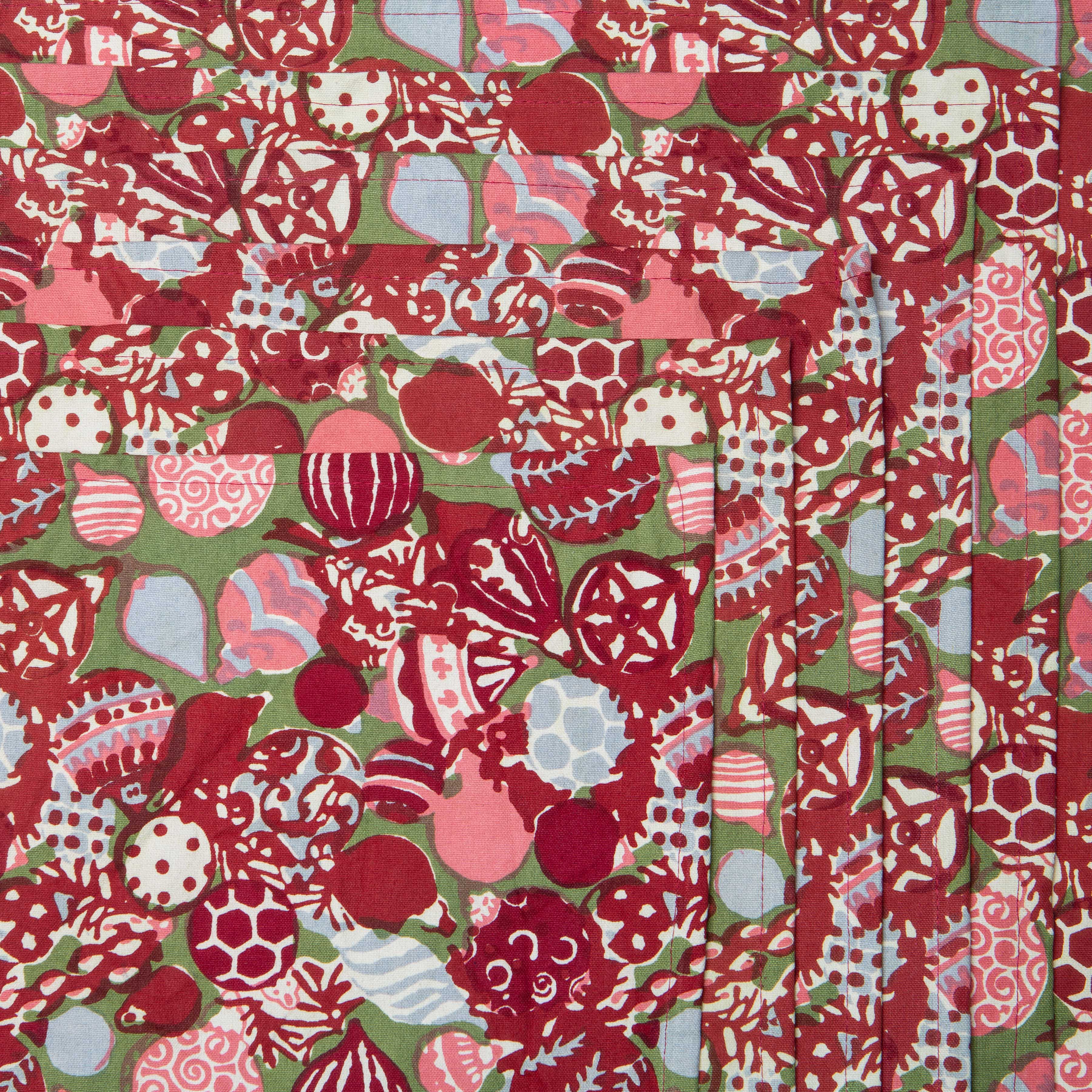 Ornaments Placemats Red & Green, Set of 6