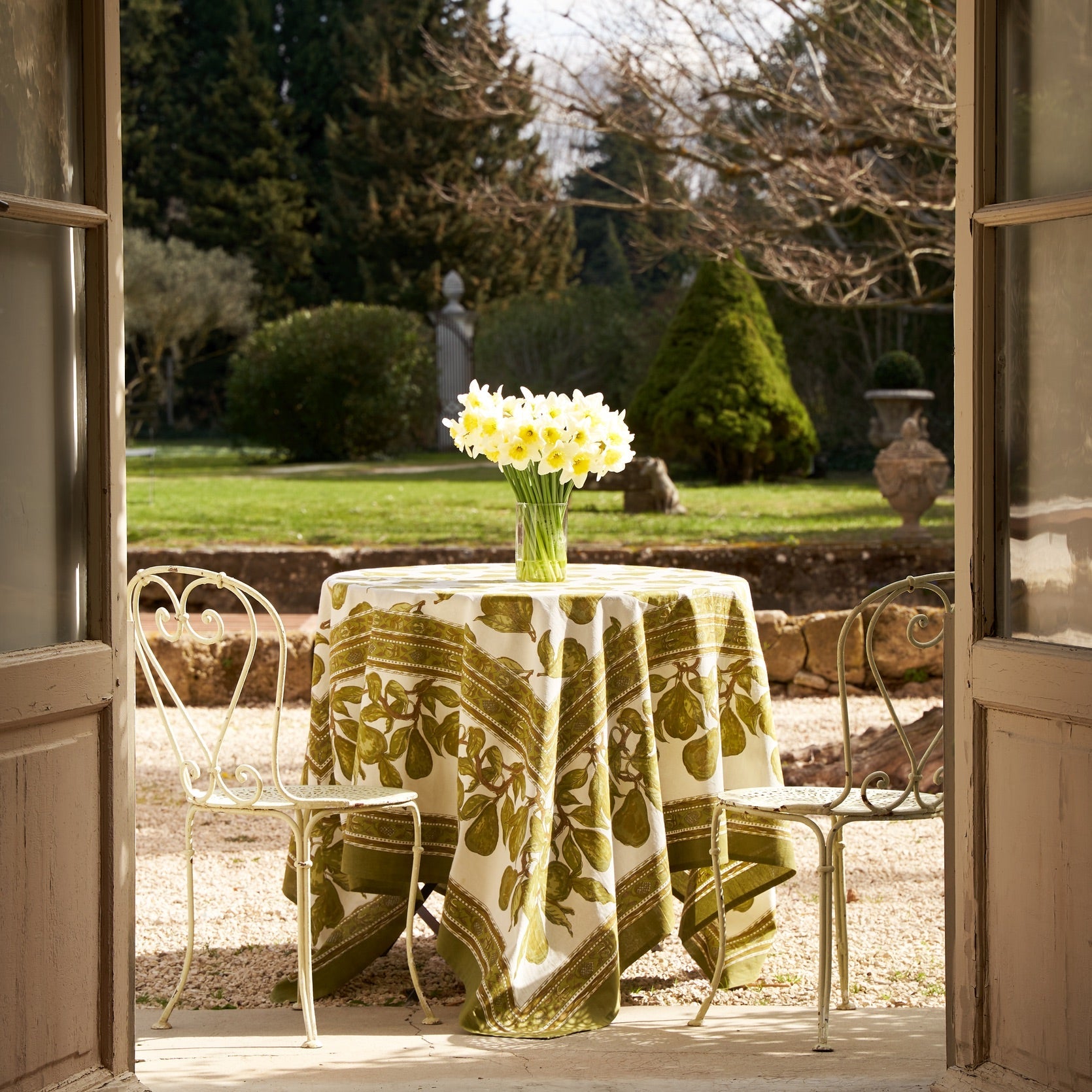 French Tablecloth Orchard Pear Green