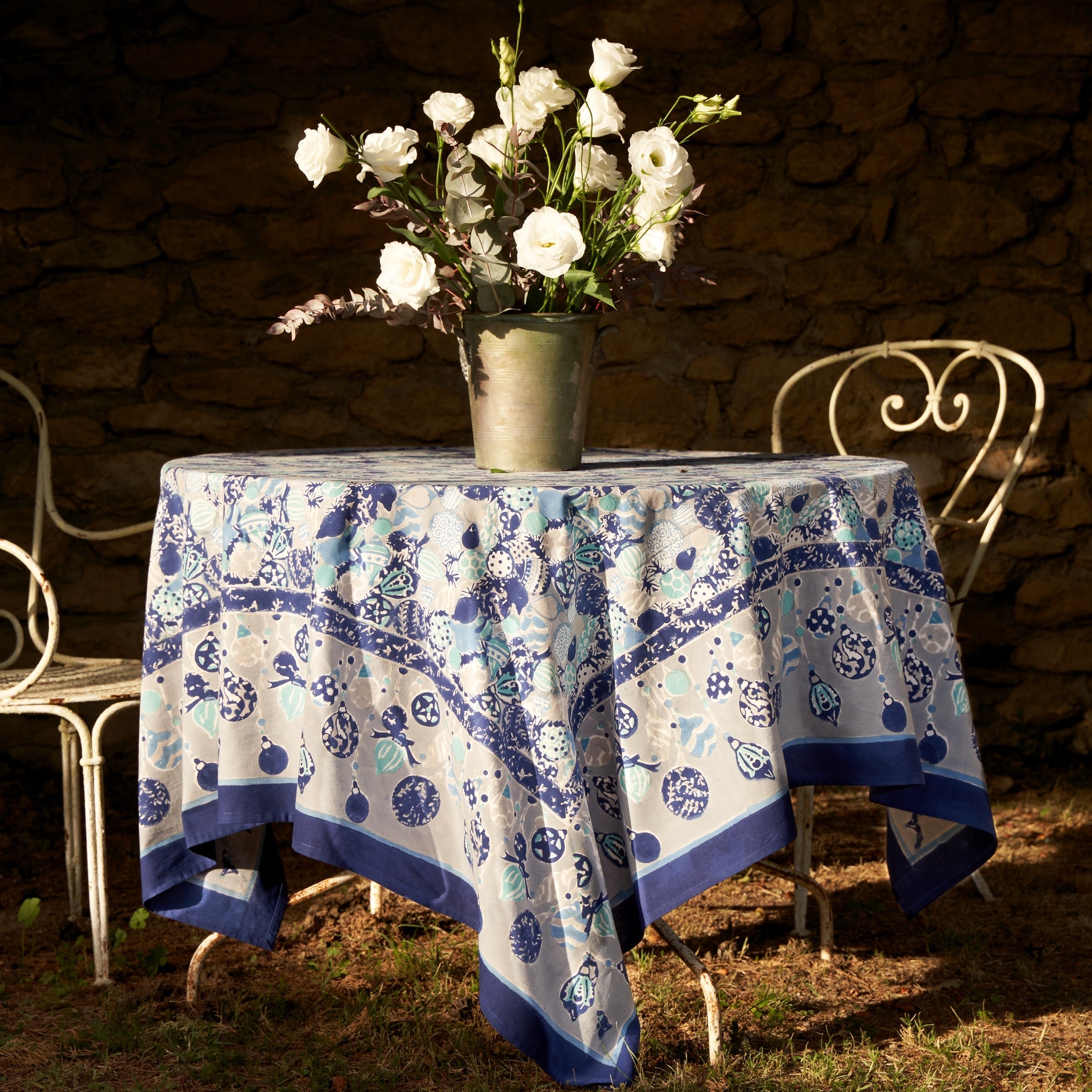French Tablecloth Ornaments Blue – CouleurNature