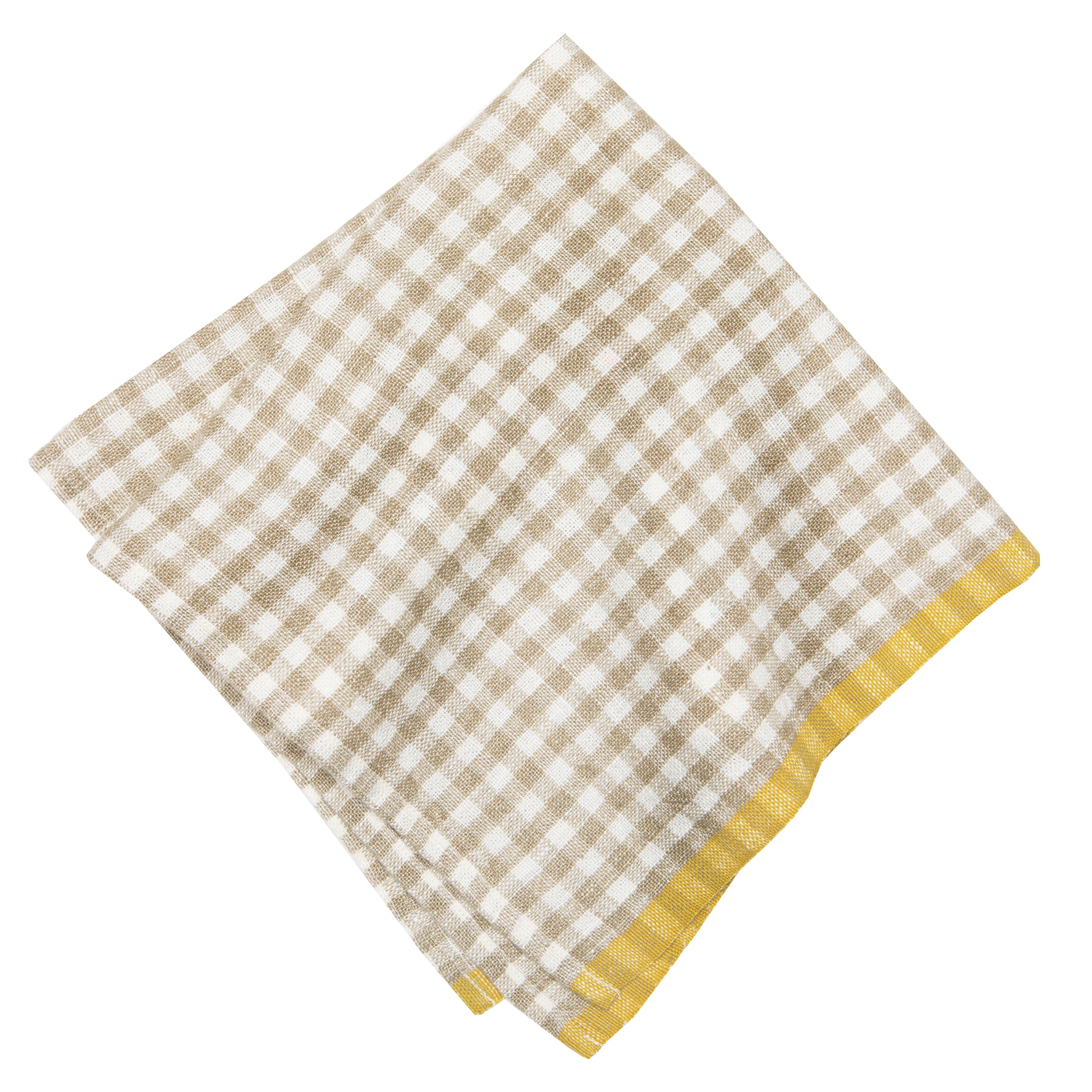 Two-Tone Gingham Napkins Natural & Dijon