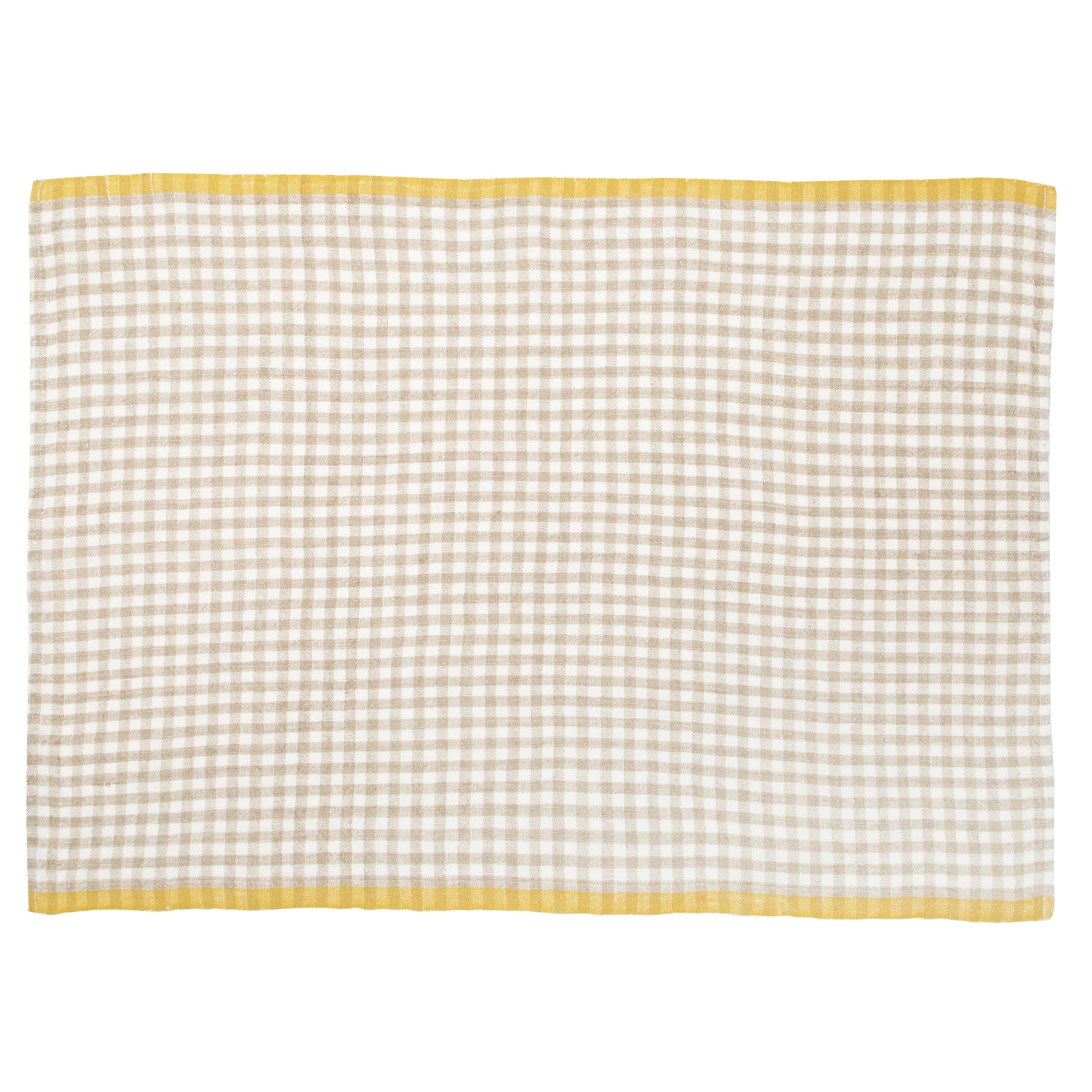 Two-Tone Gingham Kitchen Towel Natural & Dijon