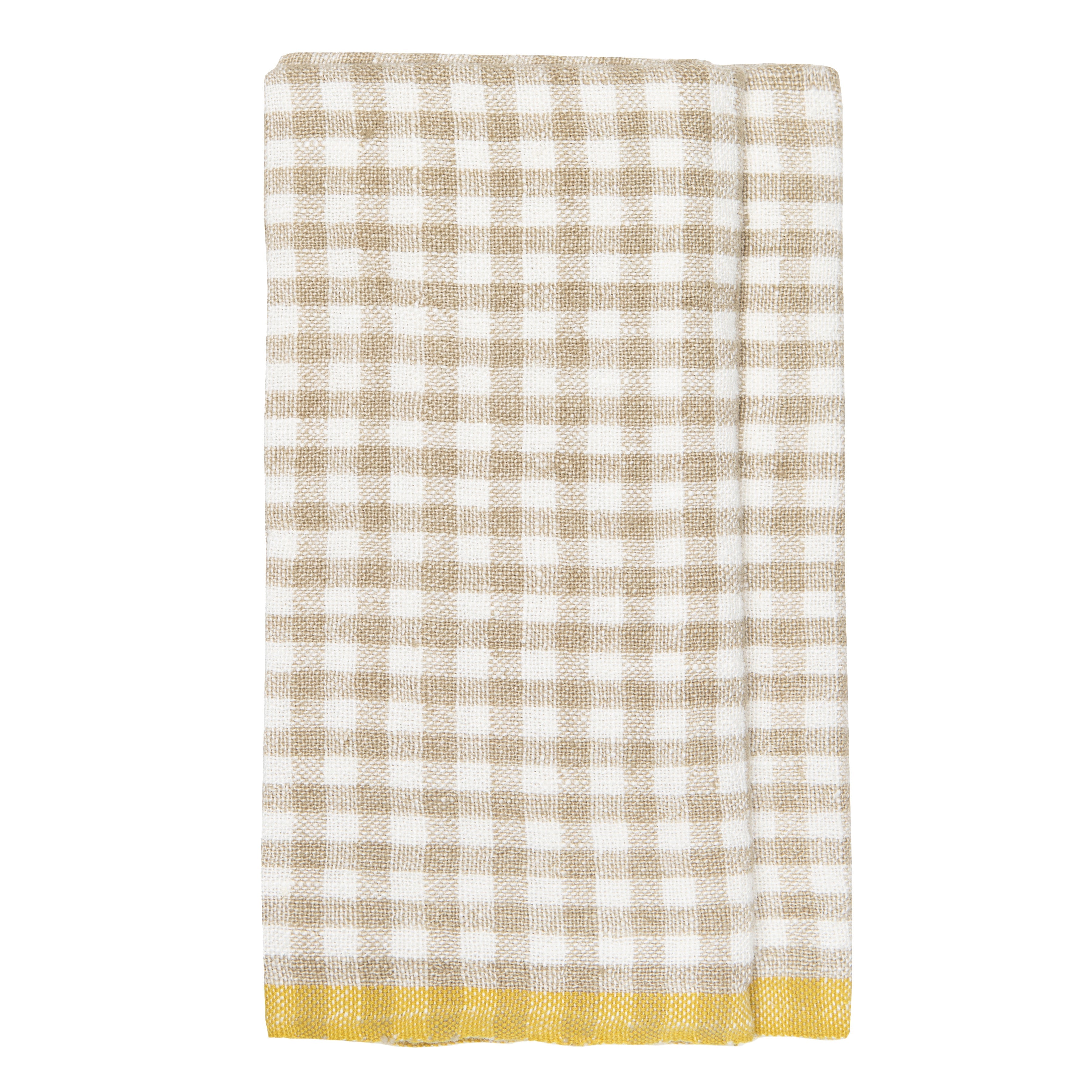 Two-Tone Gingham Kitchen Towel Natural & Dijon