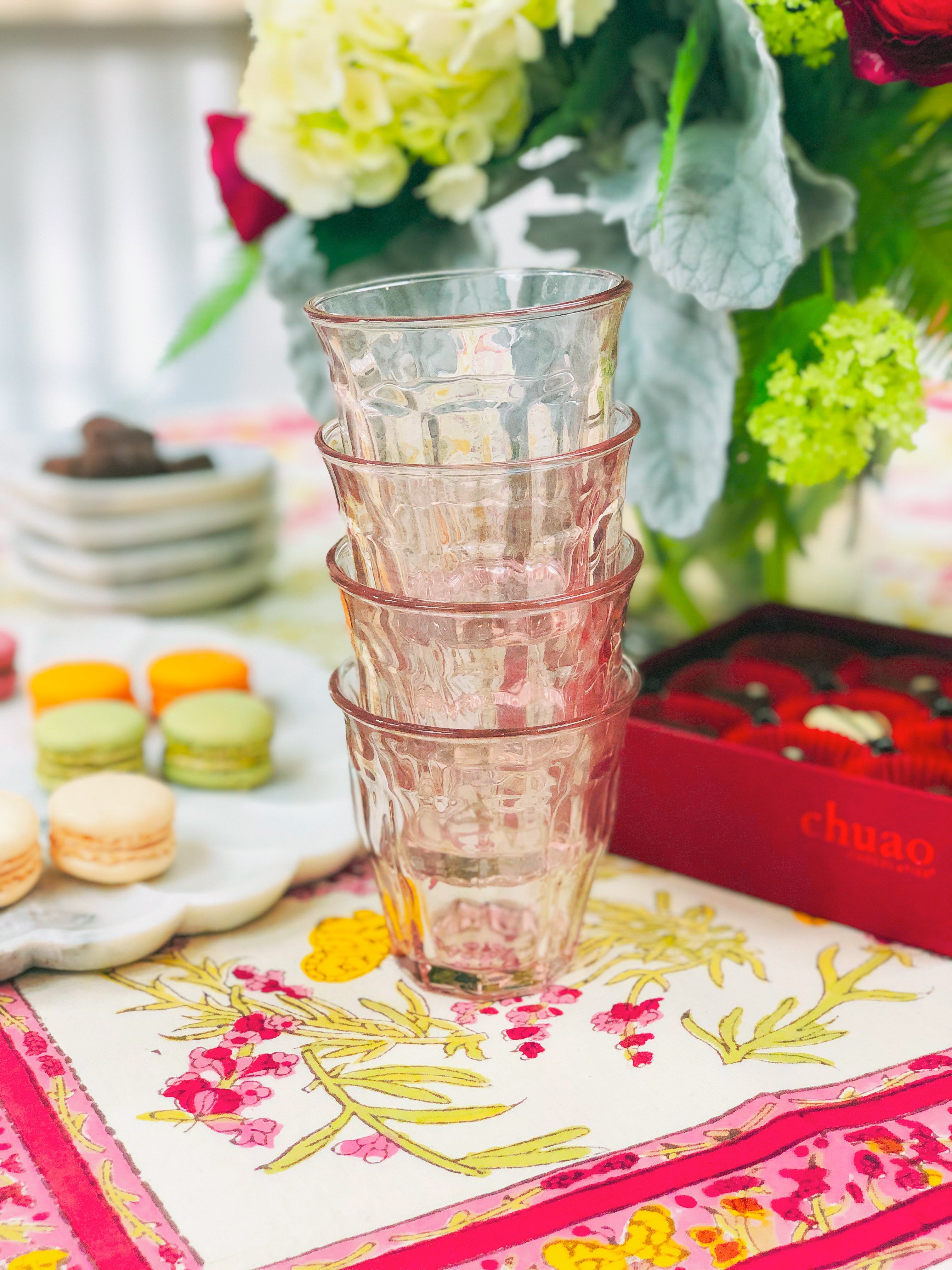 Bistro Glasses Pink 8oz, Set of 6