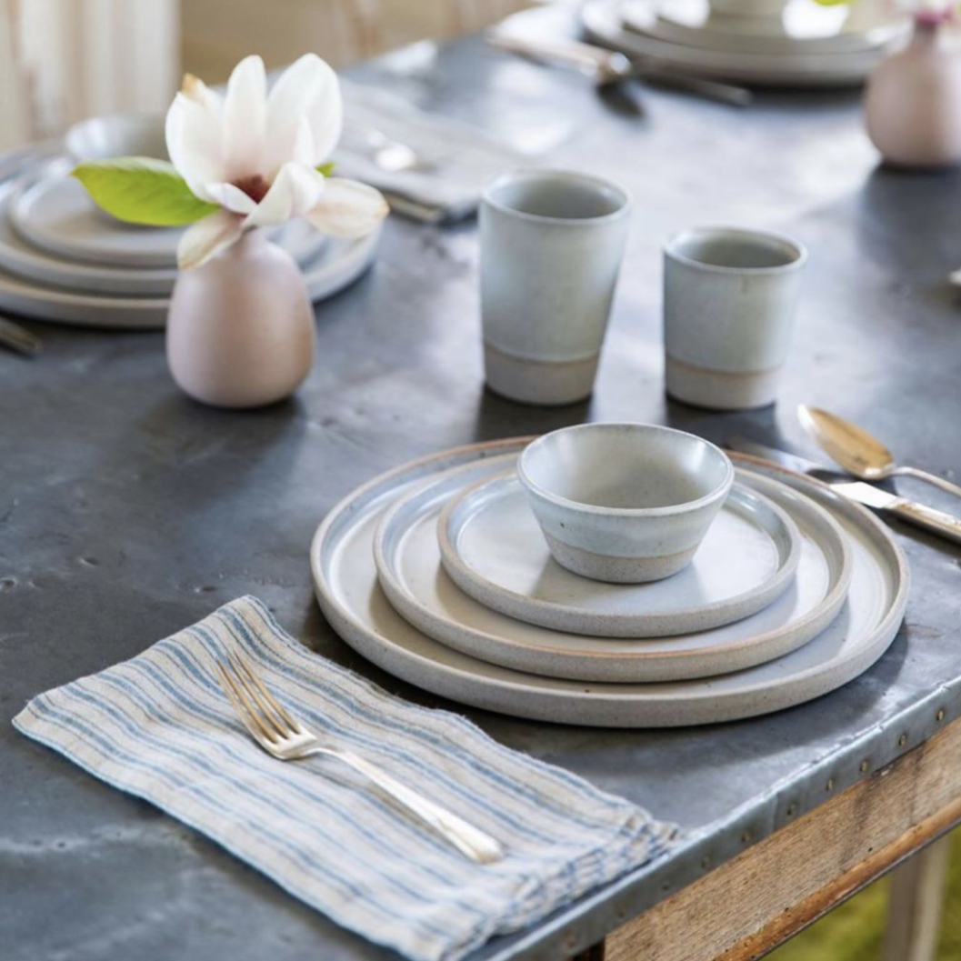 Boat Stripe Linen Napkins Natural & Blue, Set of 4