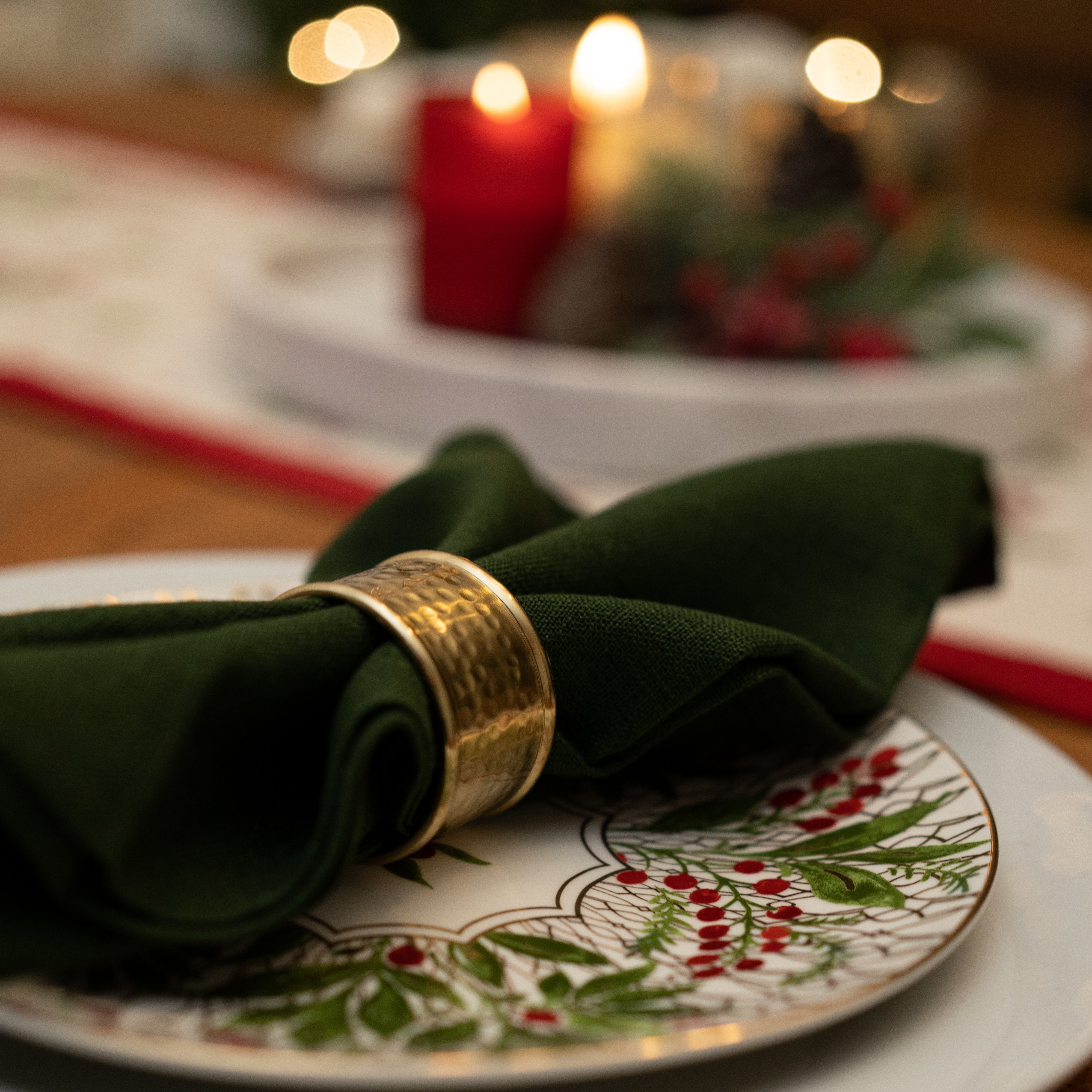 Palma Handwoven Linen Forest Green Napkins 20x20 - Set of 4