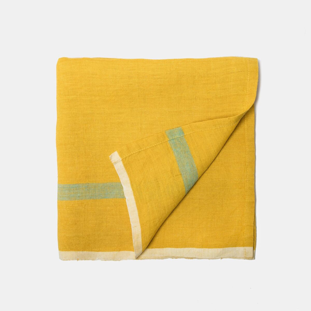 Laundered Linen Napkins Lime & Aqua, Set of 4