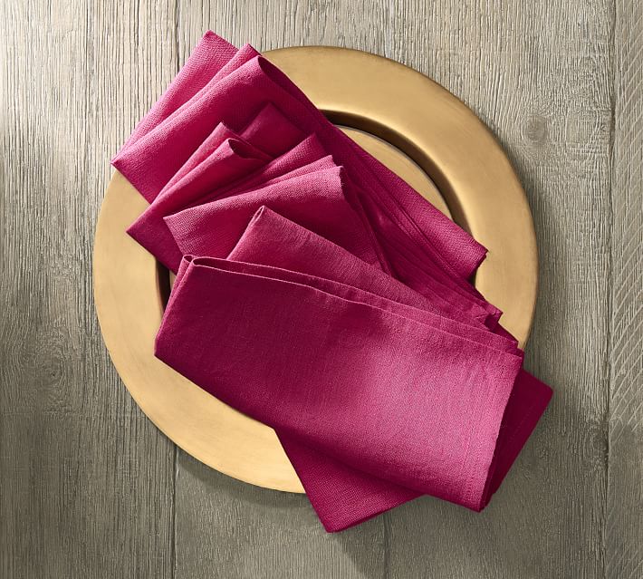 Palma Handwoven Linen Fucsia Napkins 20x20 - Set of 4