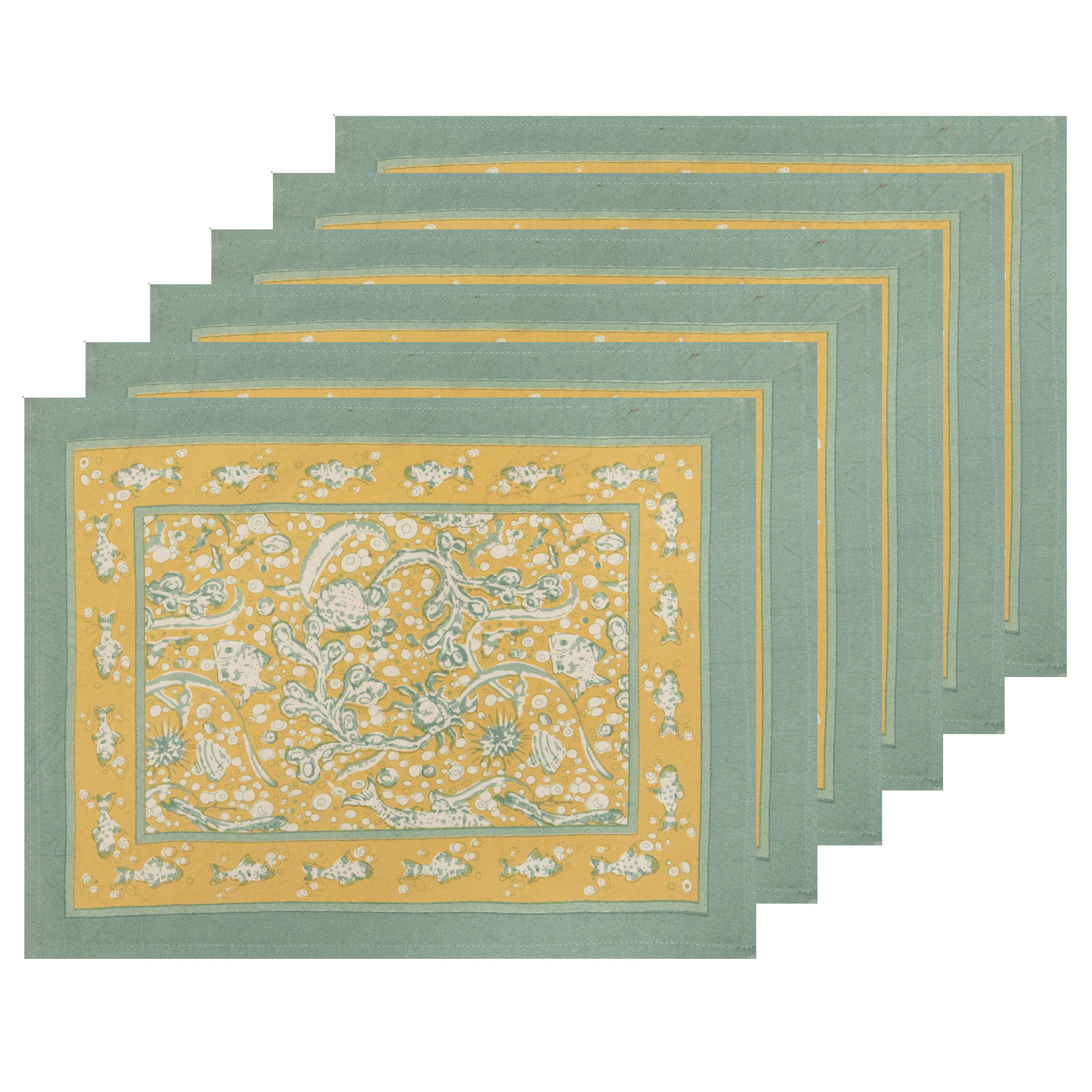 La Mer Placemats Aqua & Citrine, Set of 6