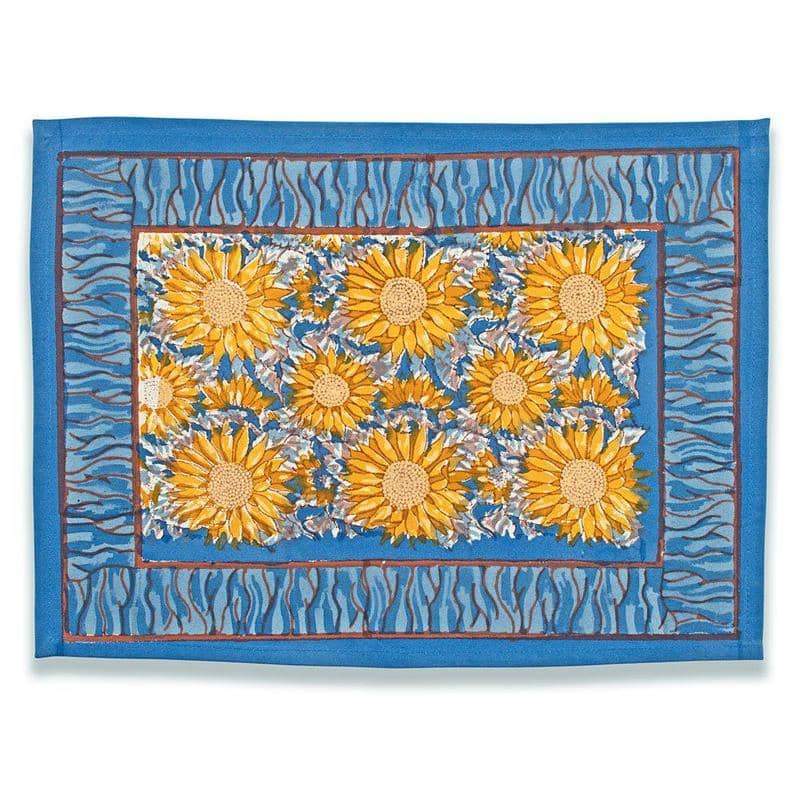 Sunflower Yellow/Blue Placemats French Linen Placemats by Bruno Lamy