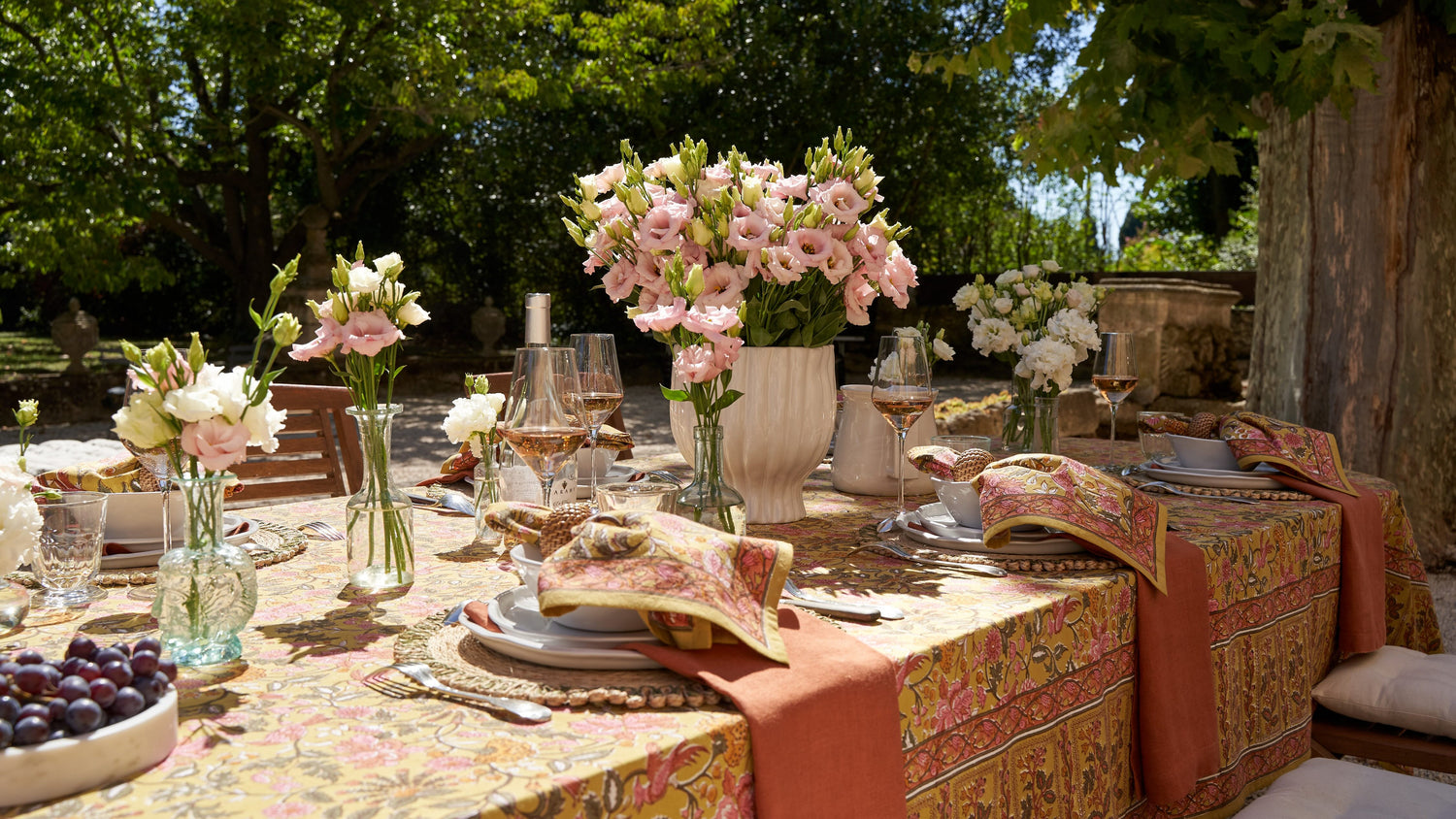 The Making of a French Tablescape featuring Damaris Pink & Mustard