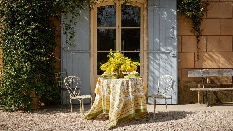 Sunlit in Provence: A Tablescape Featuring Mimosa Green & Yellow