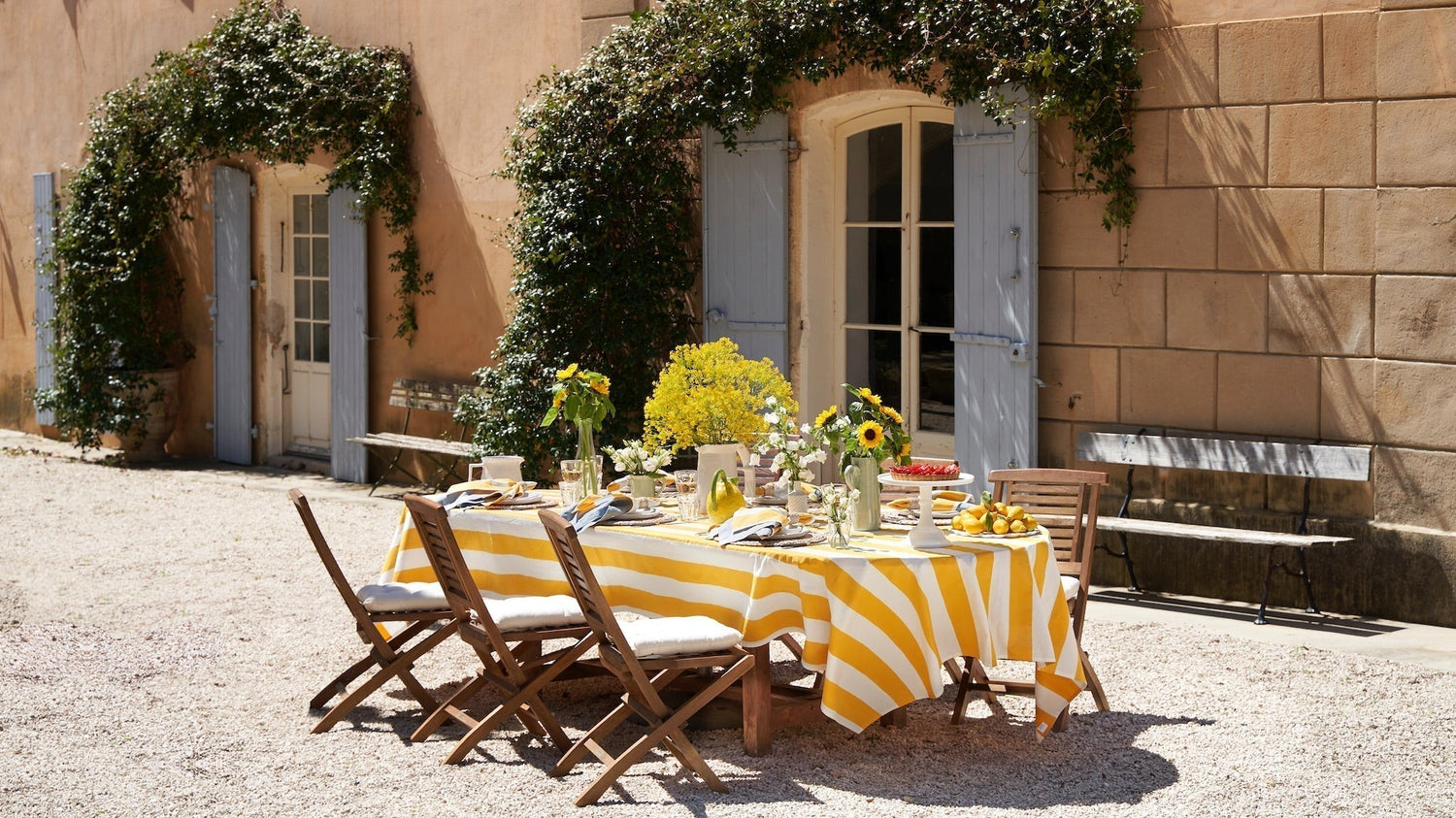 The Making of a French Tablescape featuring St. Tropez Yellow Stripes