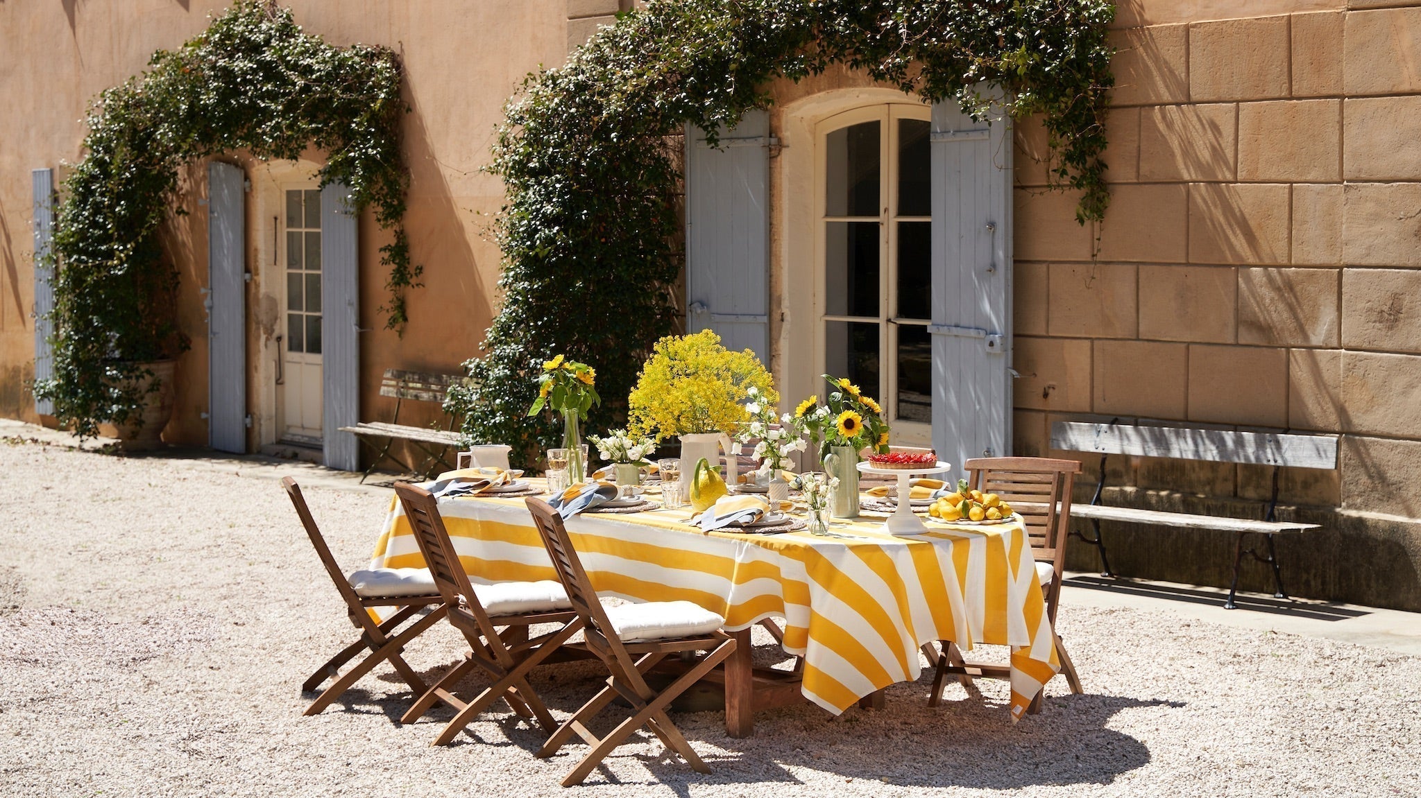 The Making of a French Tablescape featuring St. Tropez Yellow Stripes
