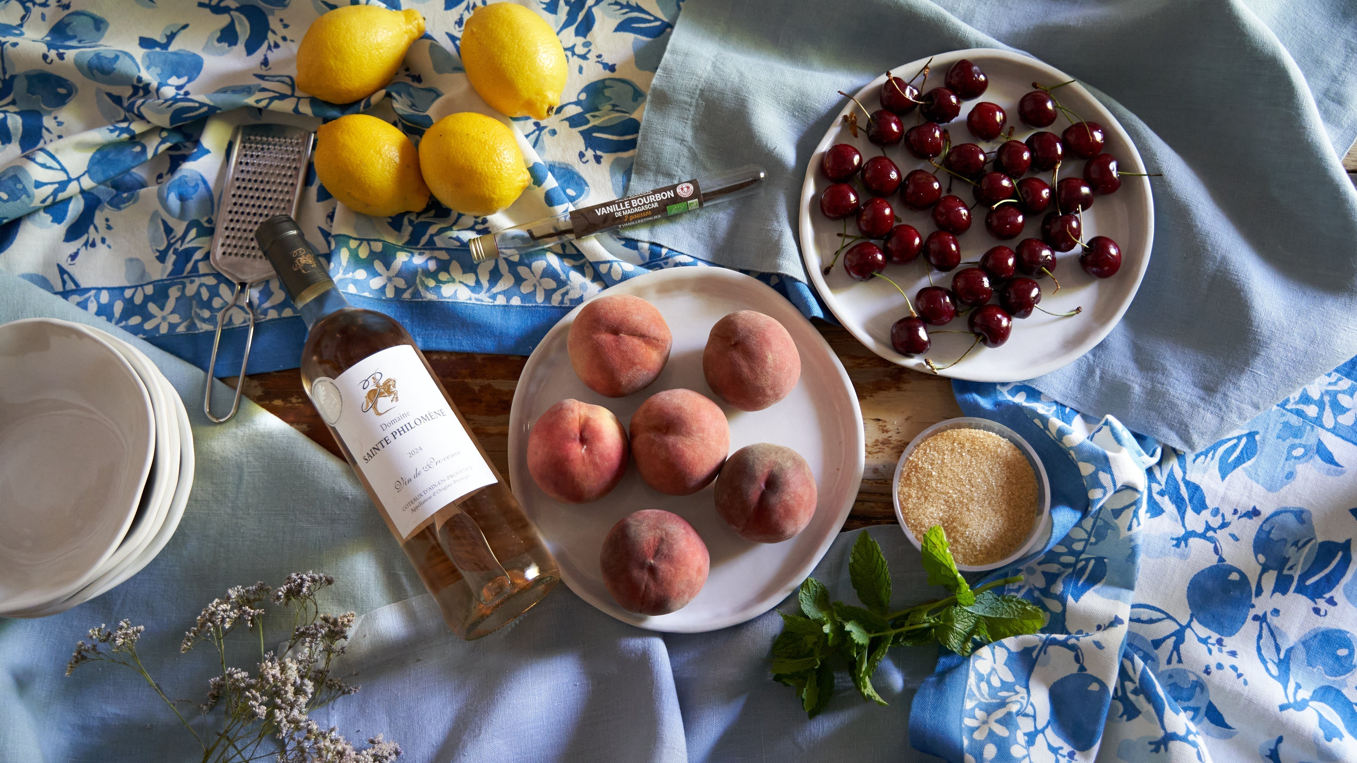Pêches au Vin Rosé