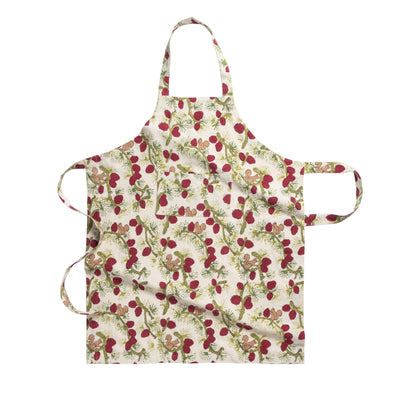 Squirrel & Pinecone Red & Brown Apron