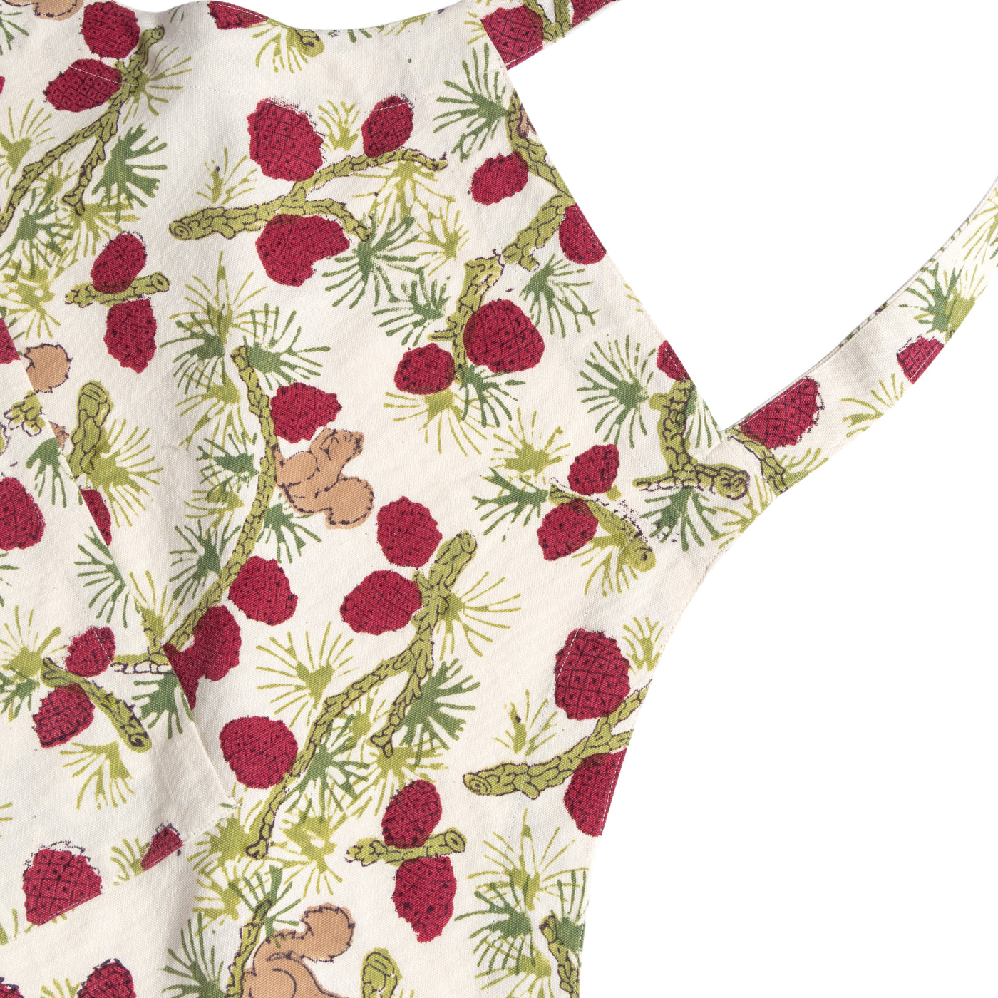 Squirrel & Pinecone Red & Brown Apron