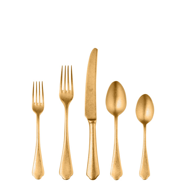 Dolce Vita Pewter Gold Flatware  Set - 5 Pcs.