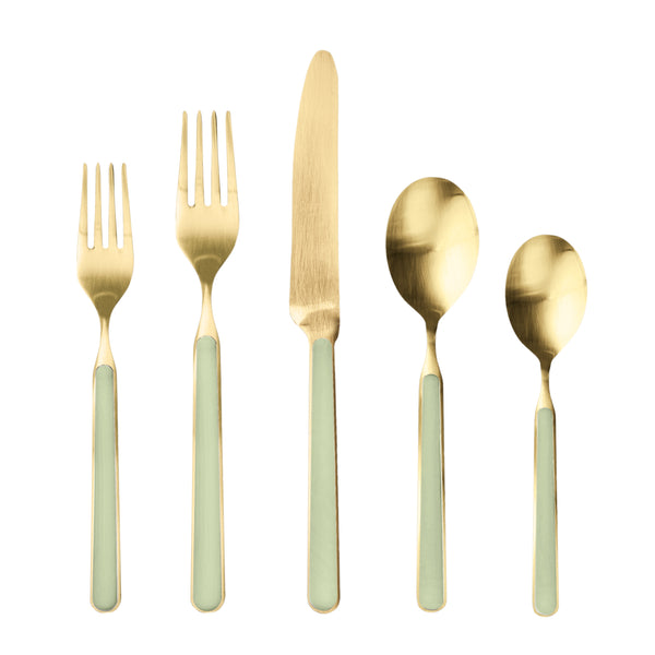 Fantasia Ice Gold Flatware  Set - 5 Pcs. - Sage