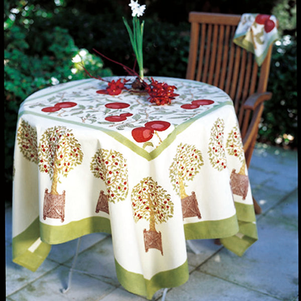 French Tablecloth Orange Tree Red & Green