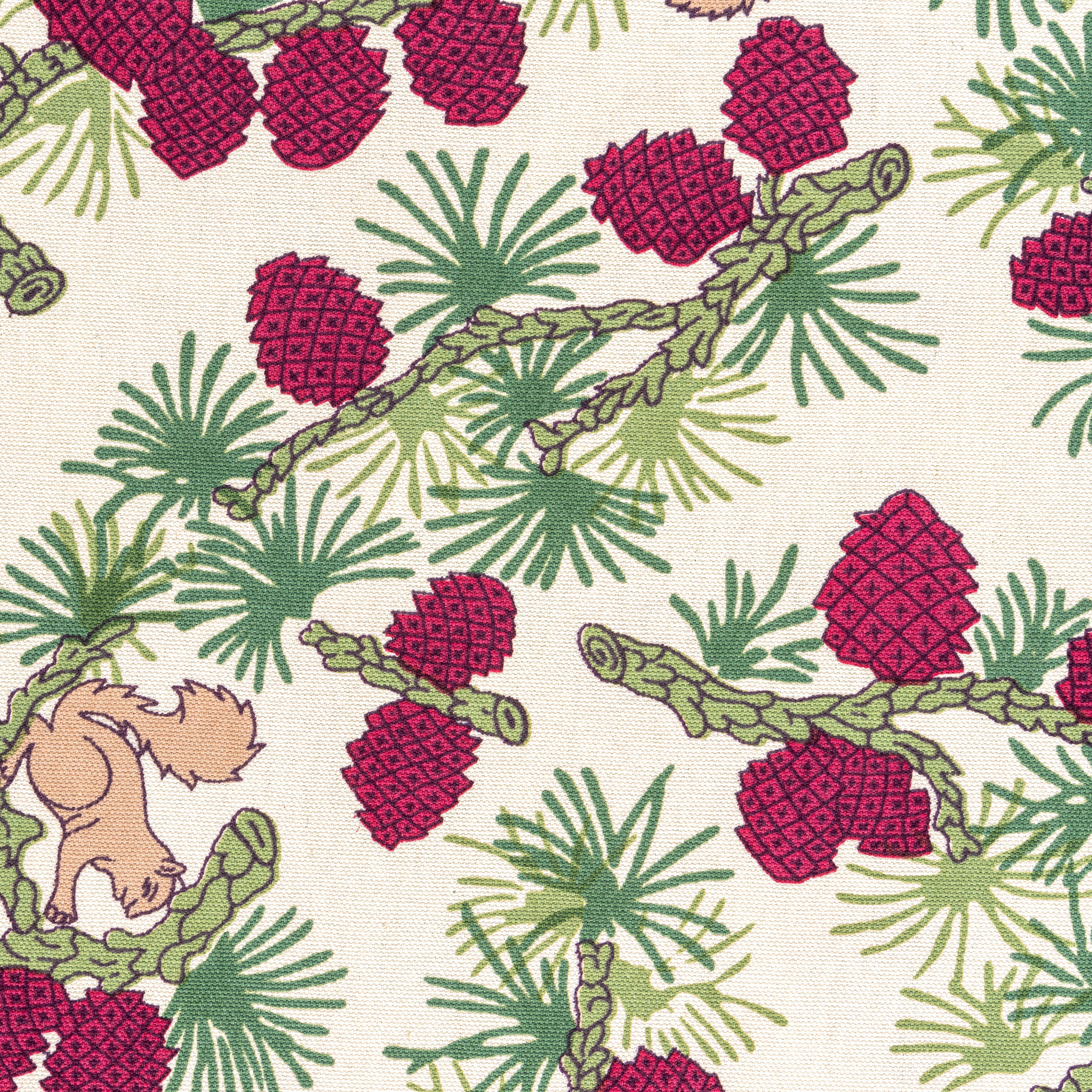 Squirrel & Pinecone Red & Brown Tea Towels, Set of 3