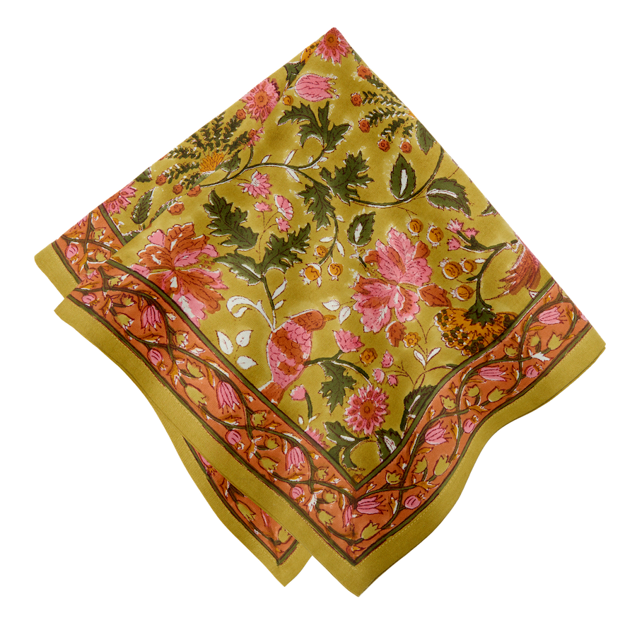 French Tablecloth Damaris Pink & Mustard