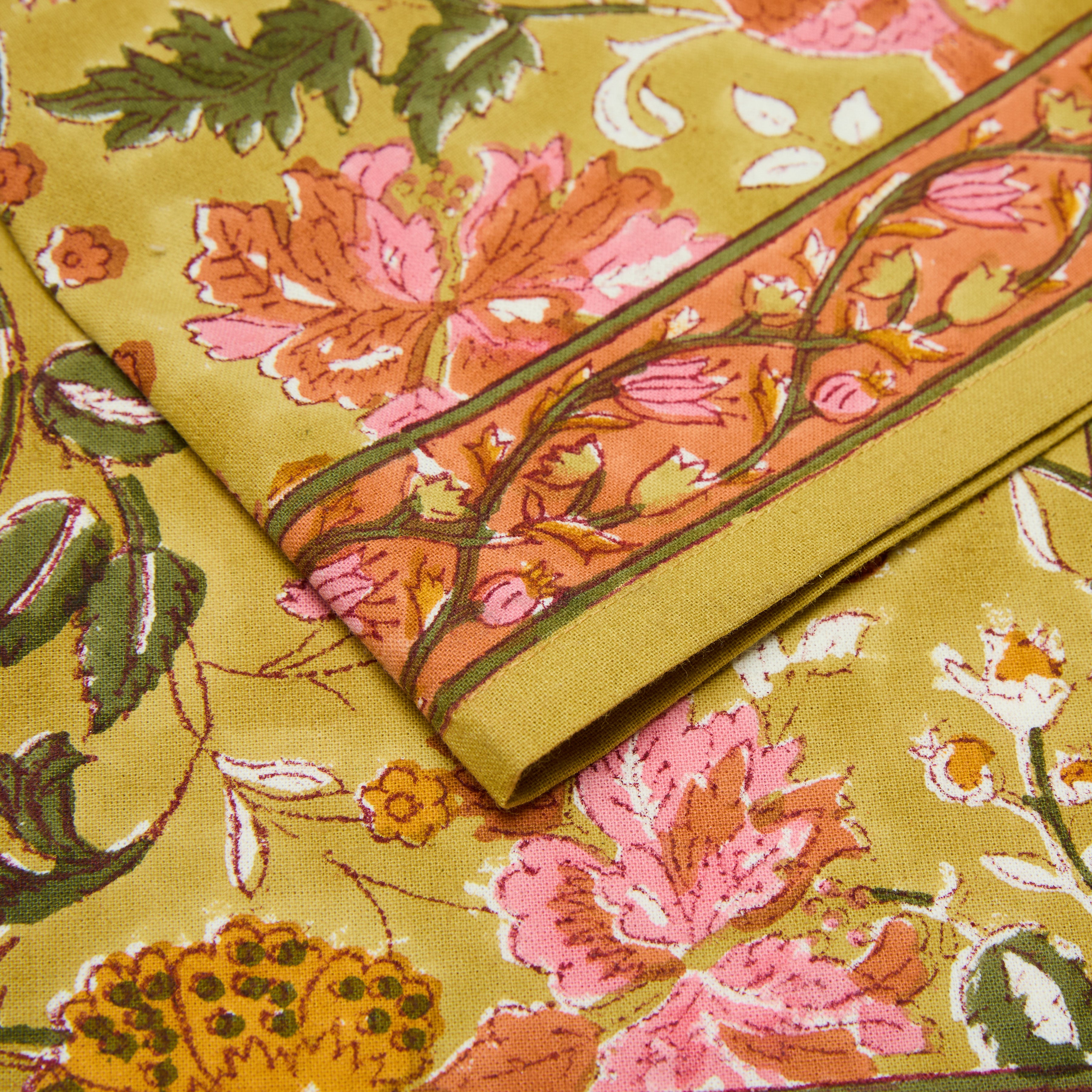 Damaris Napkins Pink & Mustard - Set of 4
