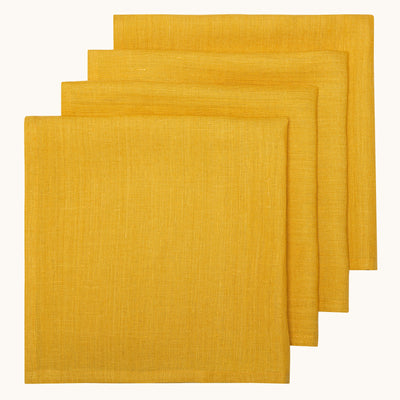 Palma Handwoven Linen Mustard Yellow Napkins 20x20 - Set of 4