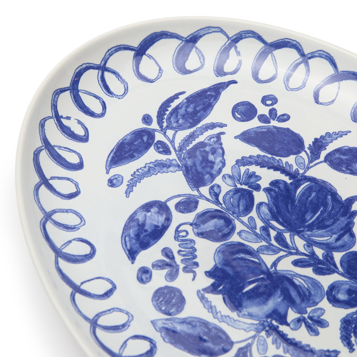 Amalfi Ceramic Oval Tray White & Blue