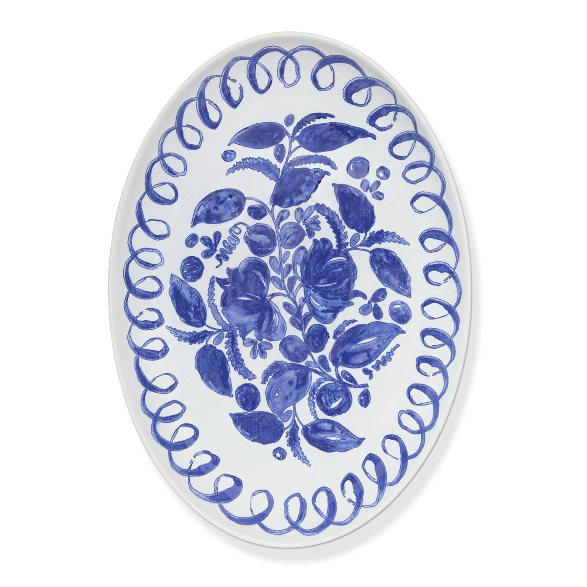 Amalfi Ceramic Oval Tray White & Blue