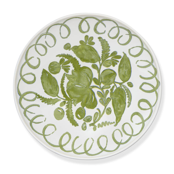 Amalfi Ceramic Dessert Plate White & Green