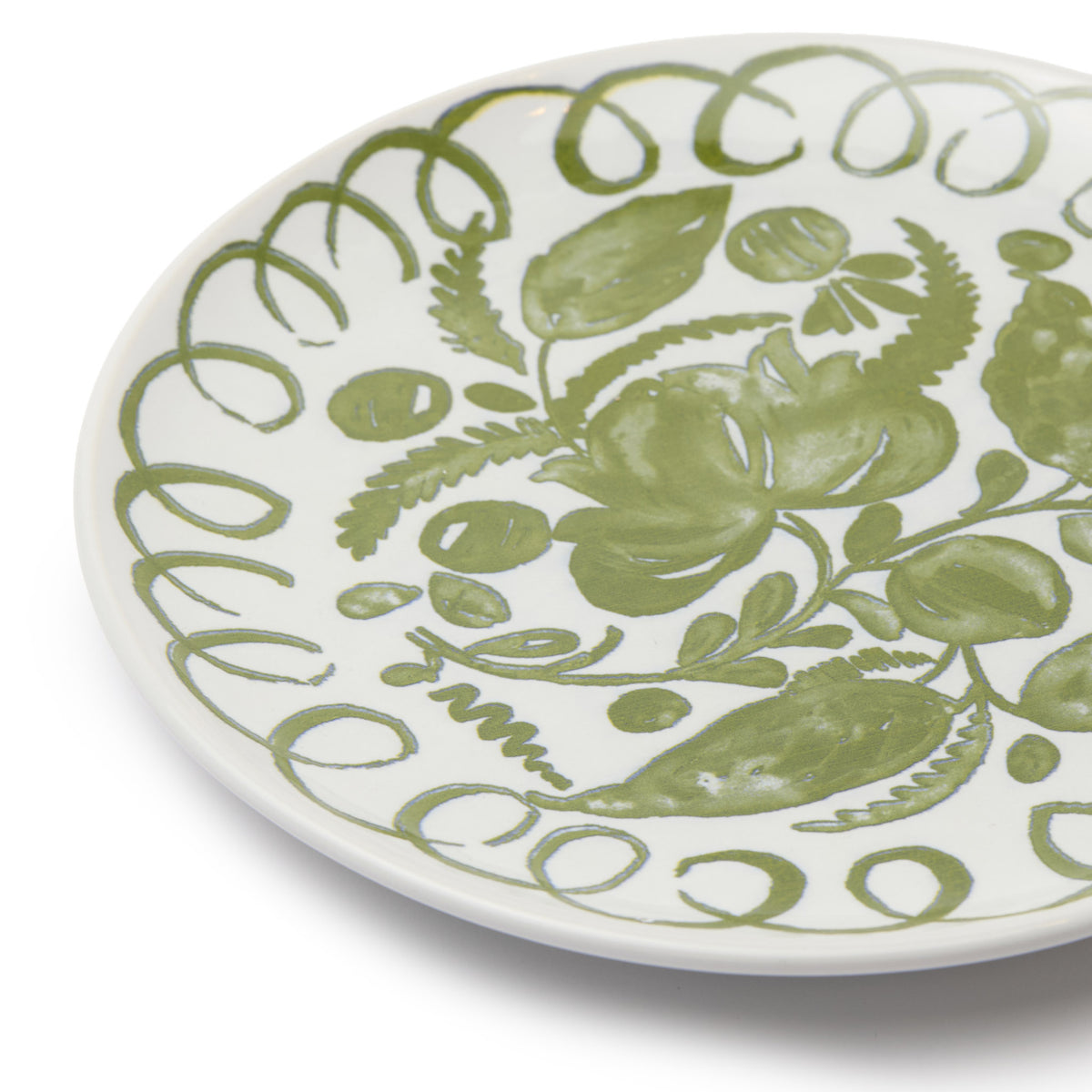 Amalfi Ceramic Dessert Plate White & Green