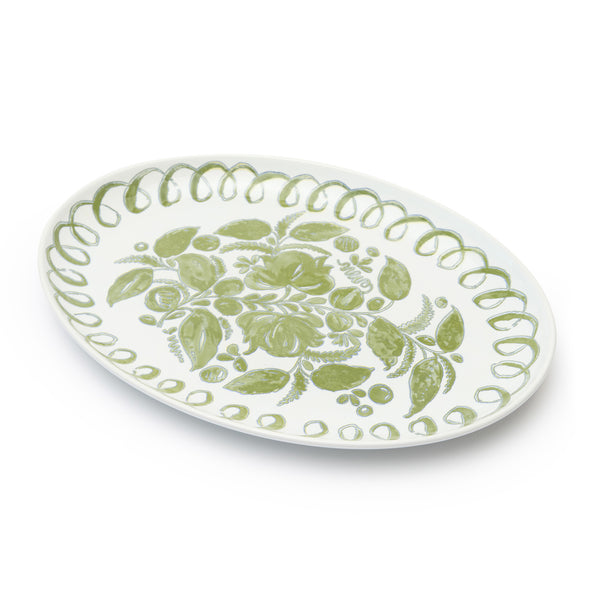 Amalfi Ceramic Oval Tray White & Green