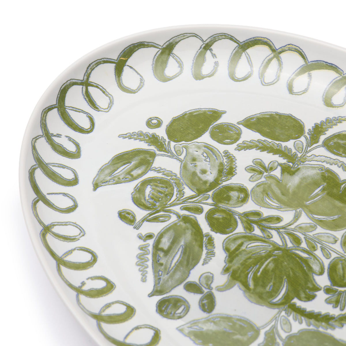 Amalfi Ceramic Oval Tray White & Green