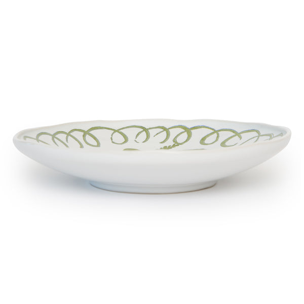 Amalfi Ceramic Pasta Bowl White & Green