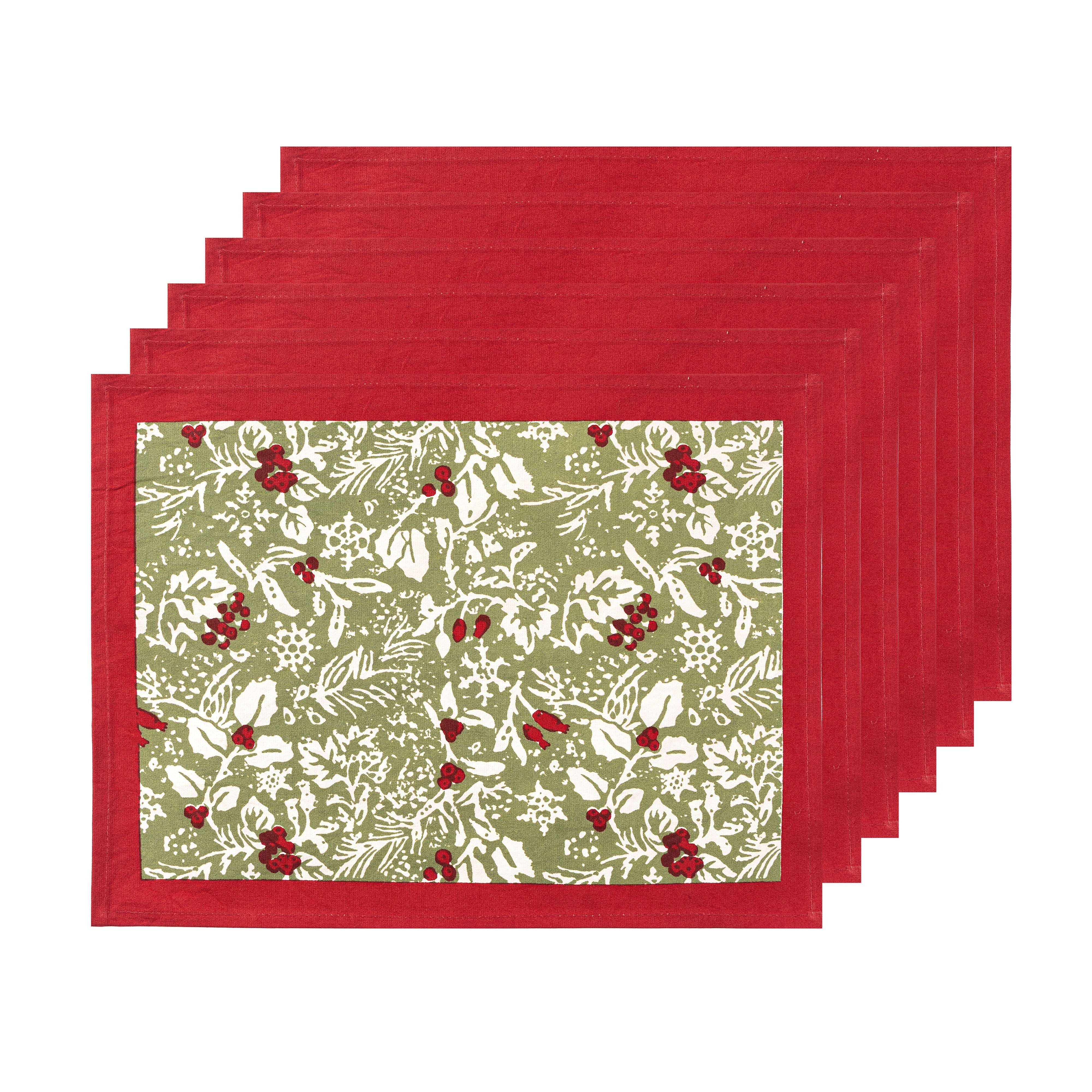 Baies de Houx Red & Green Placemats - Set of 6