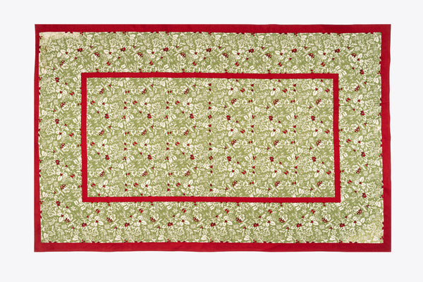 French Tablecloth Baies de Houx Red & Green