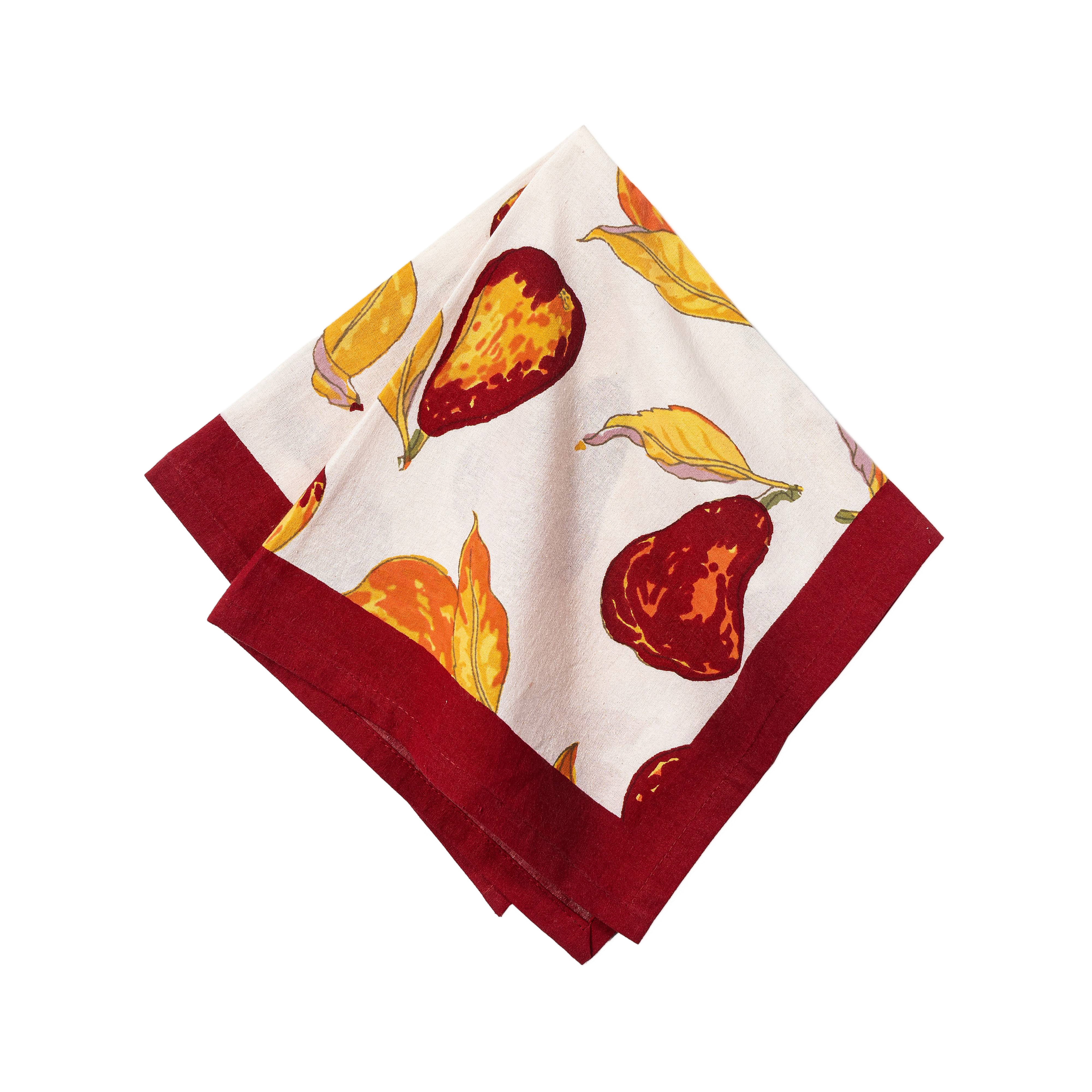 French Tablecloth Orchard Pear Burgundy