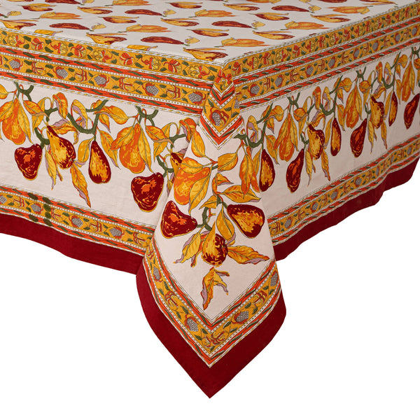 French Tablecloth Orchard Pear Burgundy