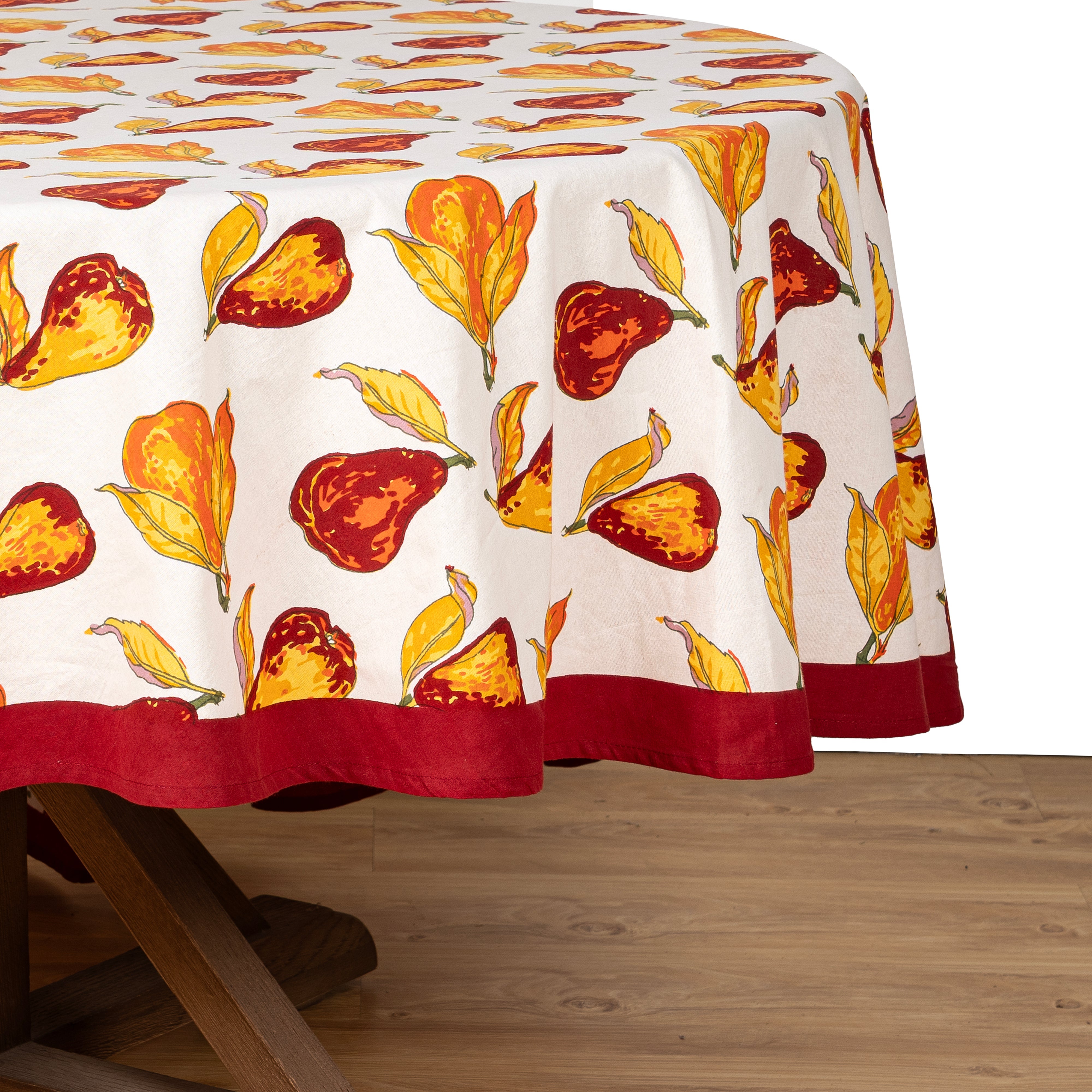 French Tablecloth Orchard Pear Burgundy