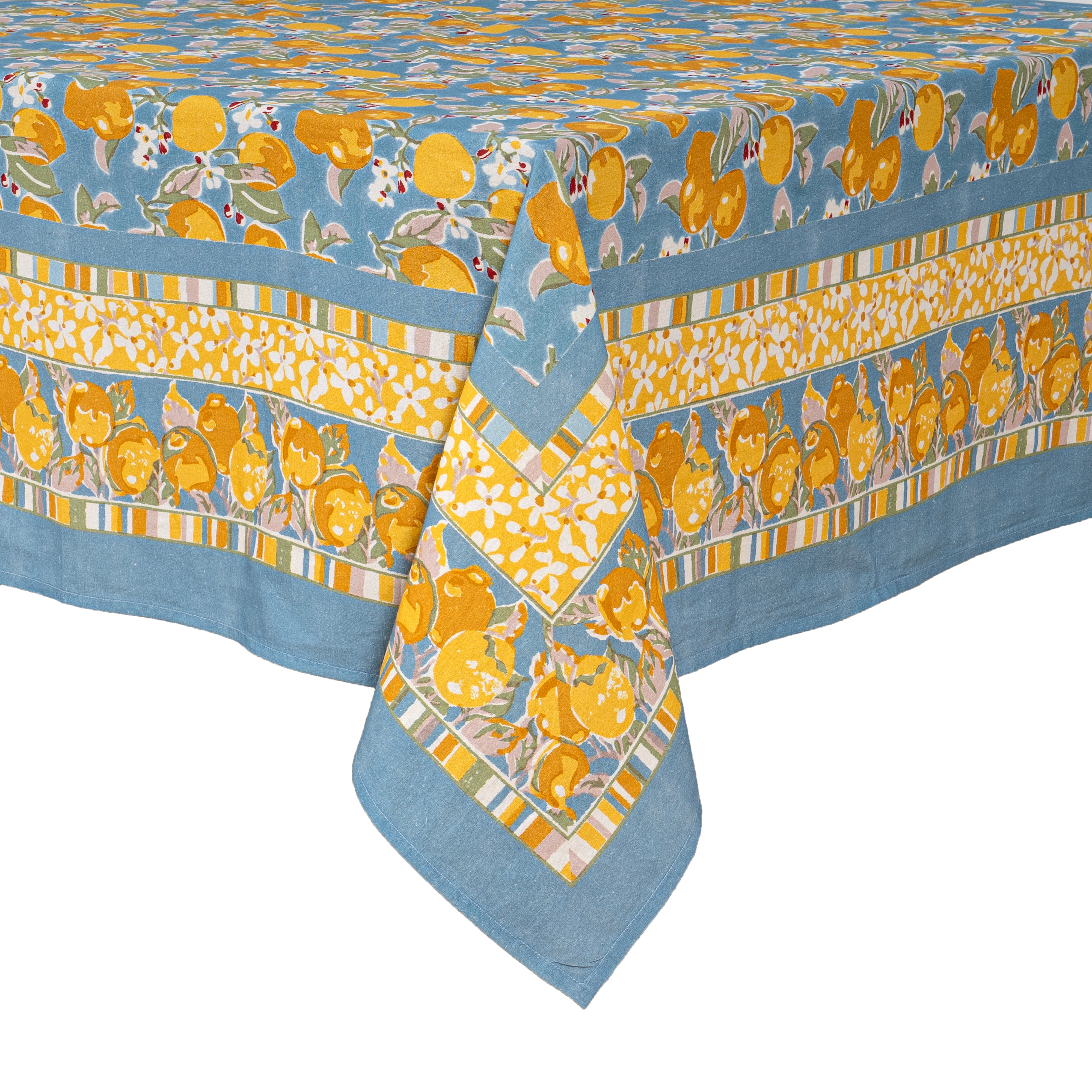 French Tablecloth Citron Bleu & Yellow
