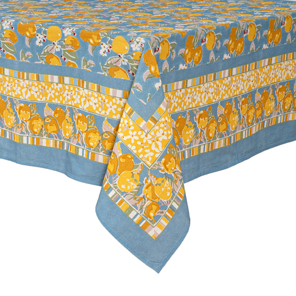 French Tablecloth Citron Bleu & Yellow