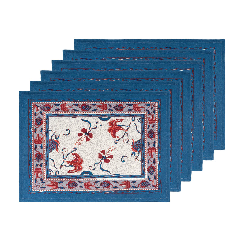 Fleur des Indes Placemats Blue & Red, Set of 6