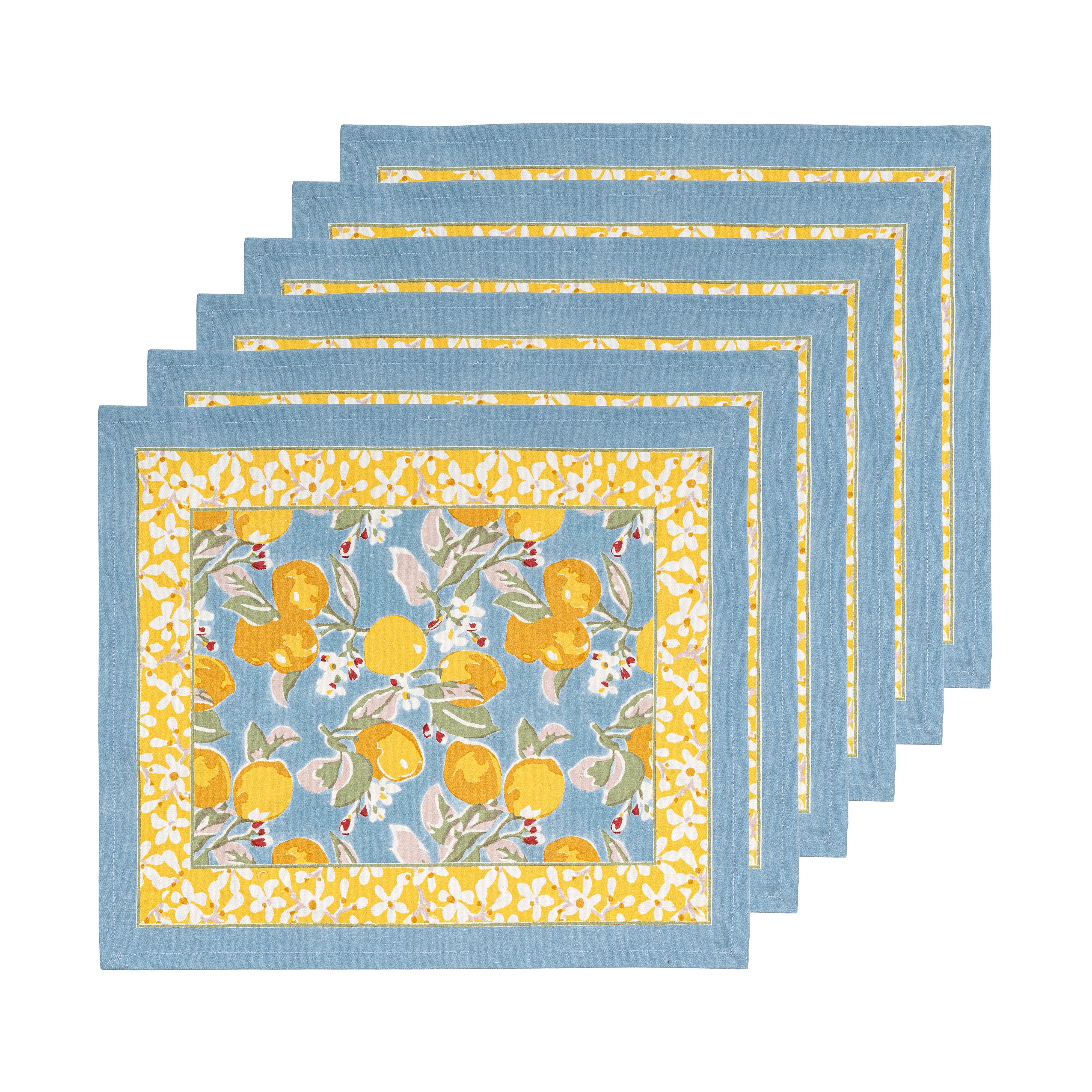 Citron Placemats Bleu & Yellow, Set of 6