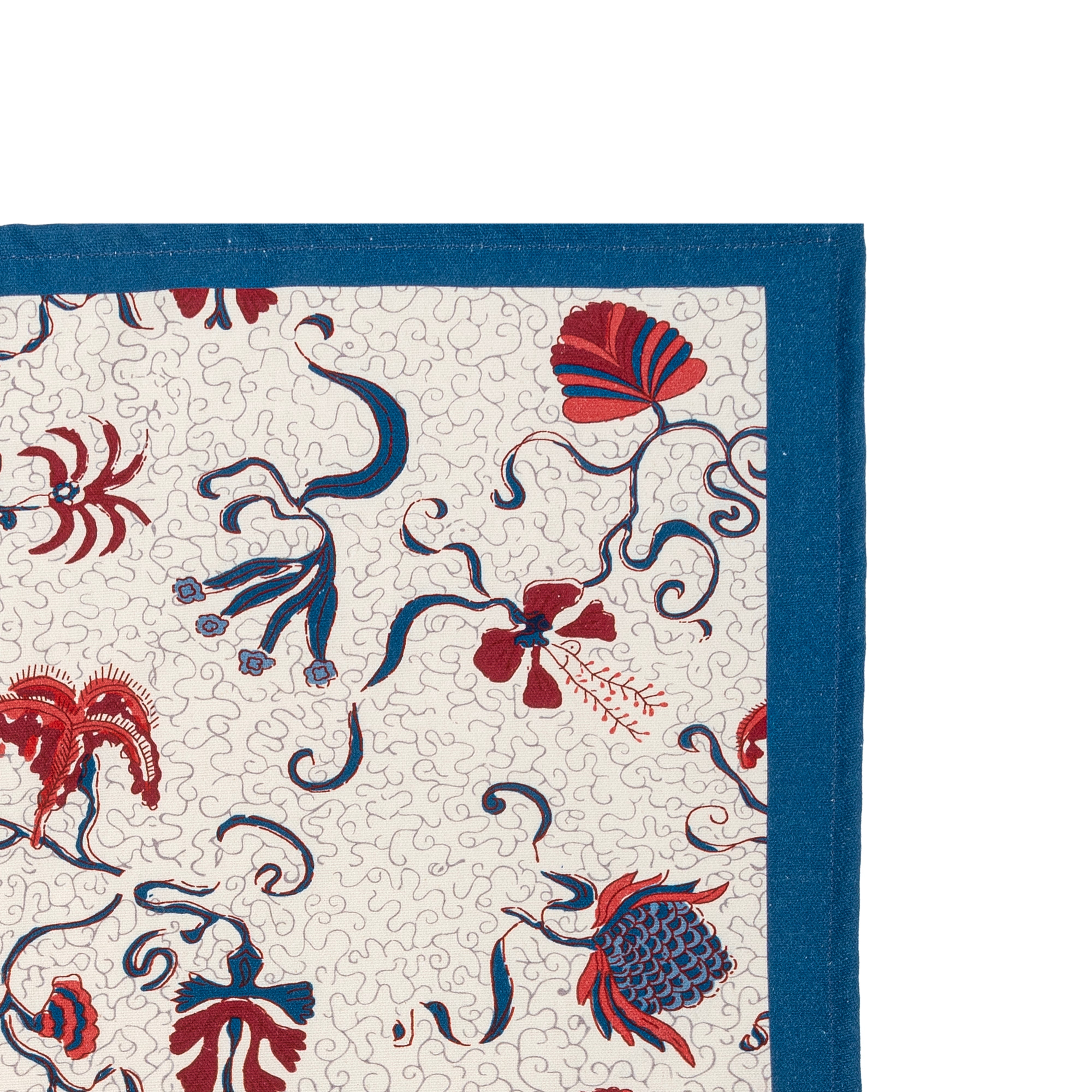 Fleur des Indes Tea Towels Blue & Red, Set of 3
