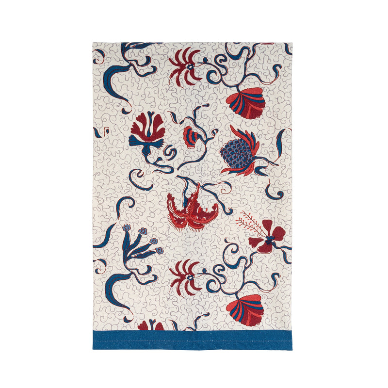 Fleur des Indes Tea Towels Blue & Red, Set of 3