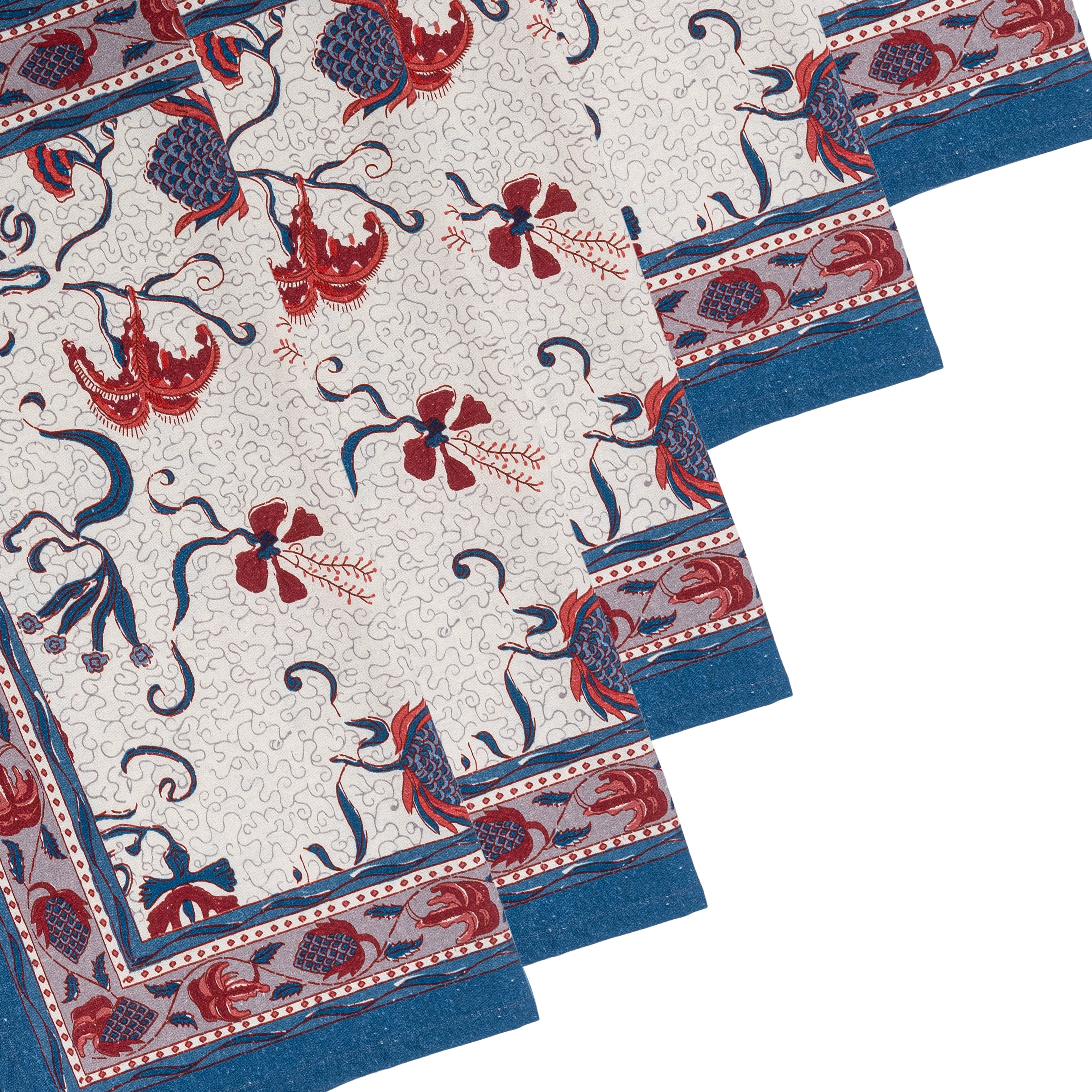 Fleur des Indes Napkins Blue & Red, Set of 6