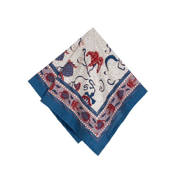 French Tablecloth Fleur des Indes Blue & Red