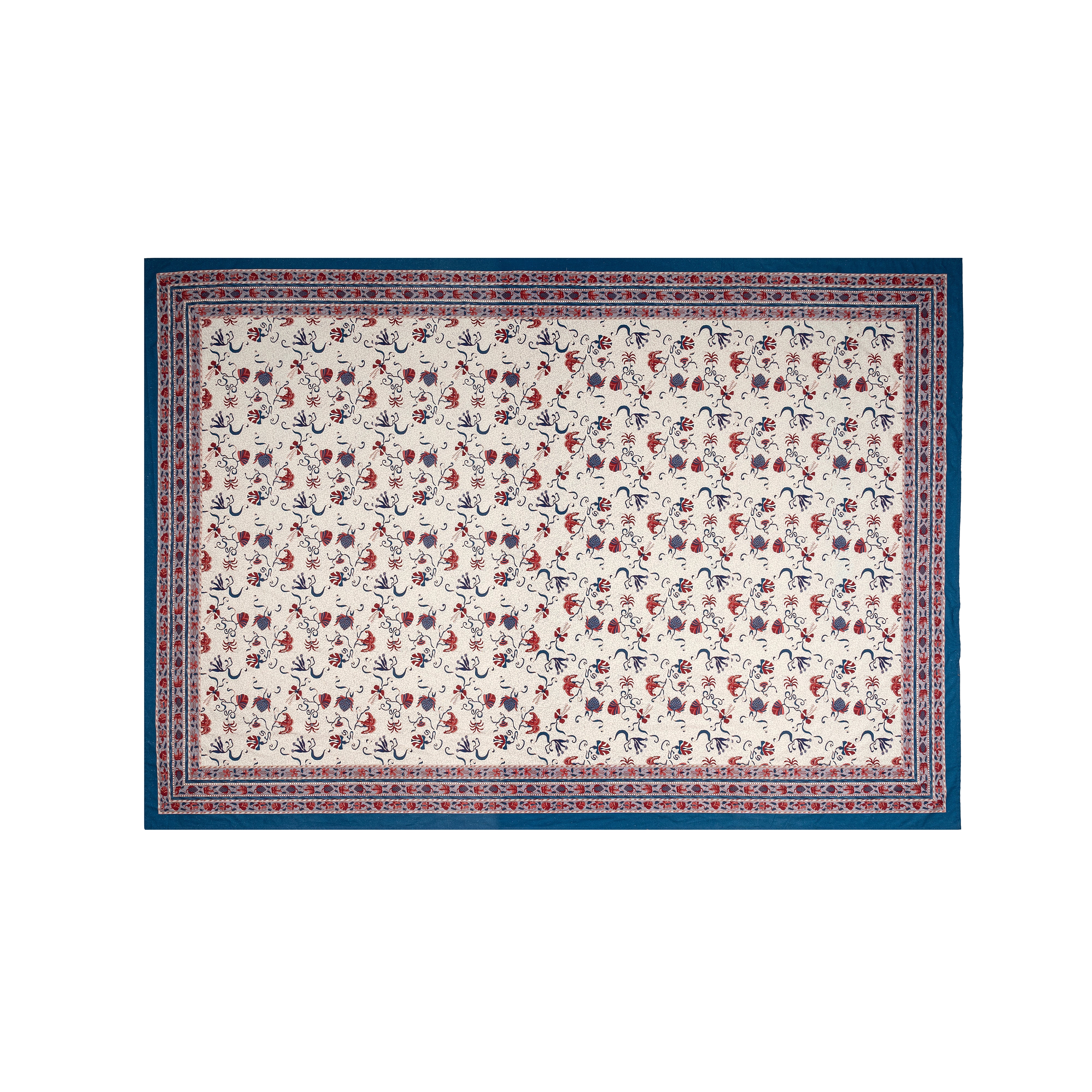 French Tablecloth Fleur des Indes Blue & Red