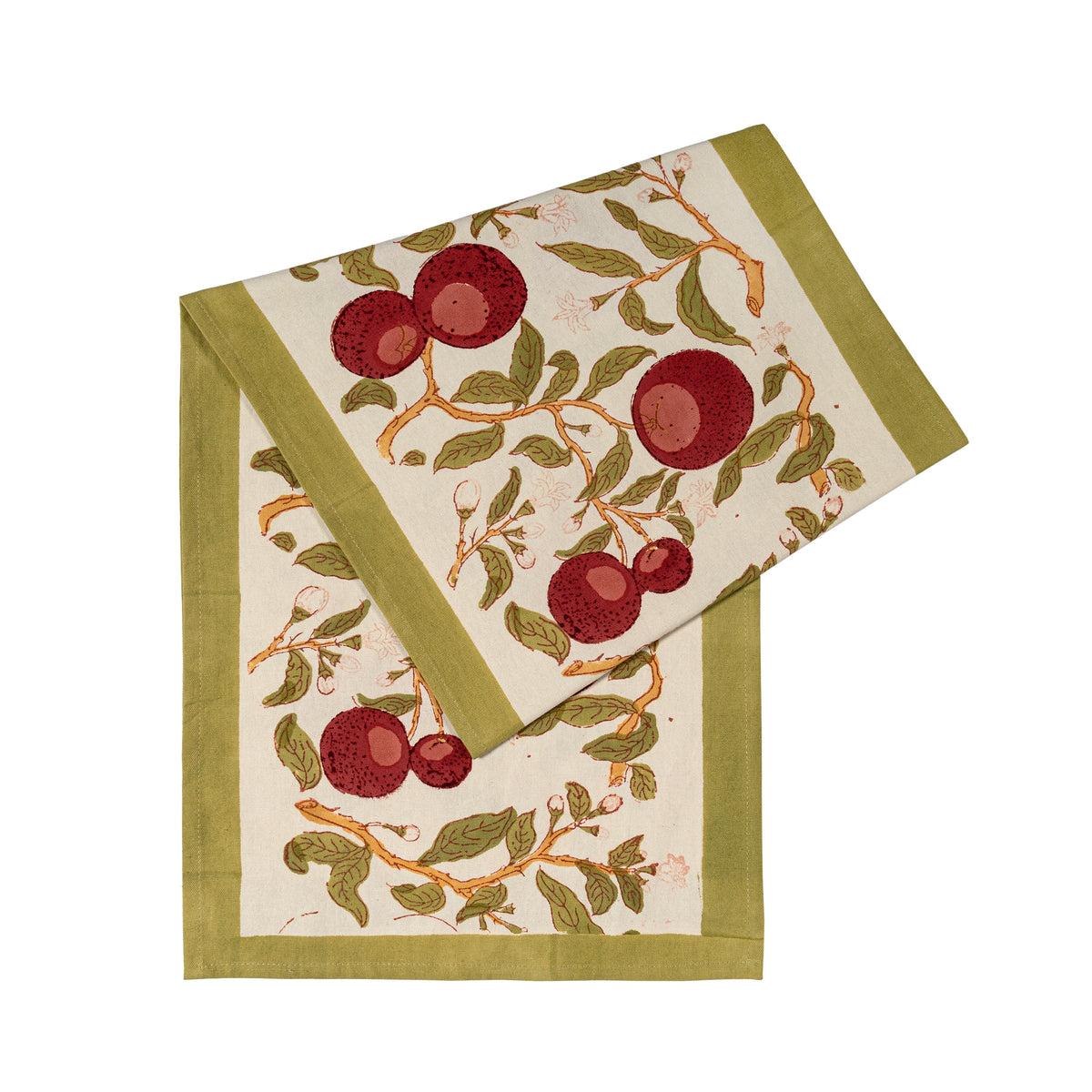 Orange Tree Table Runner - Red & Green
